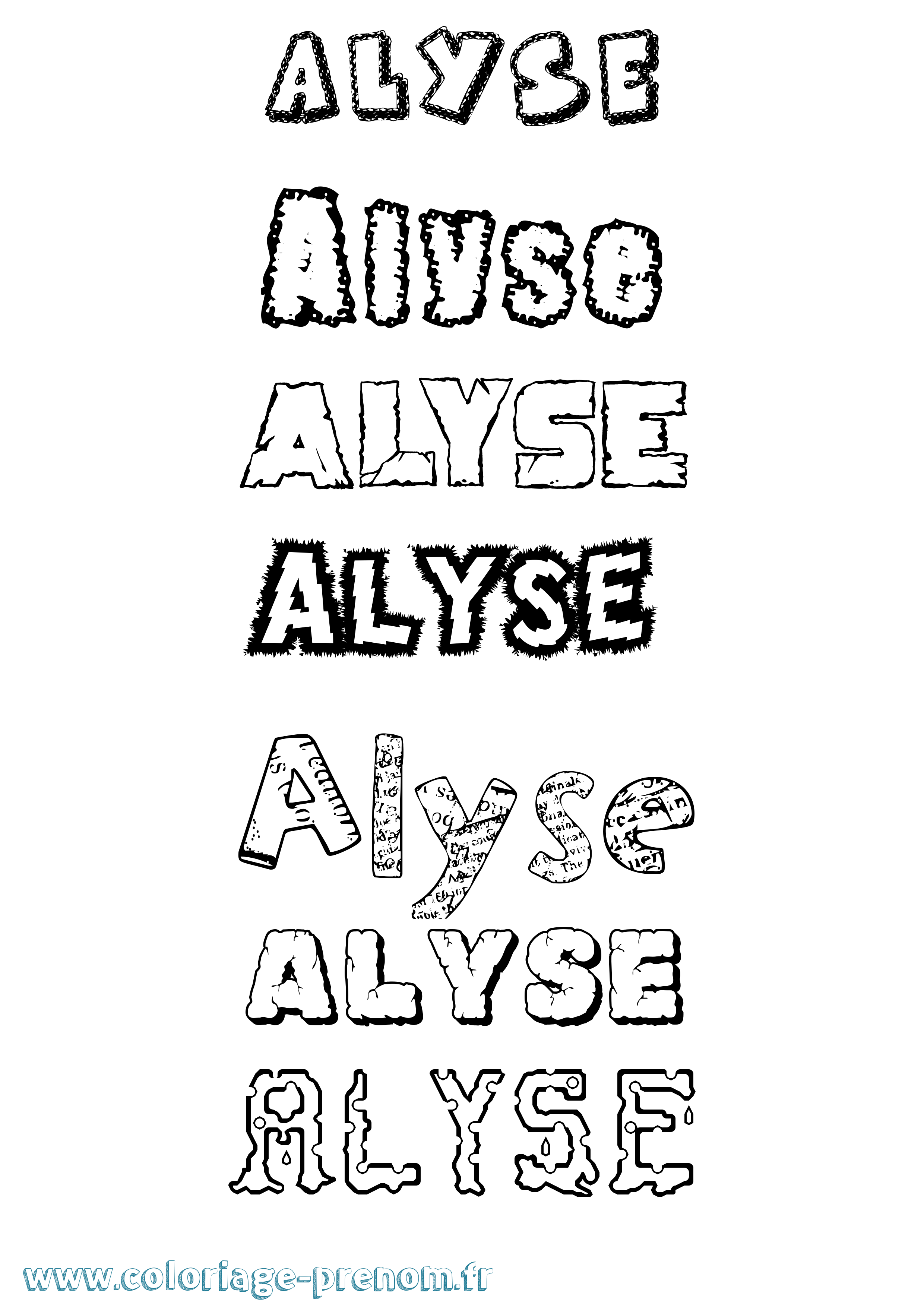 Coloriage prénom Alyse Destructuré