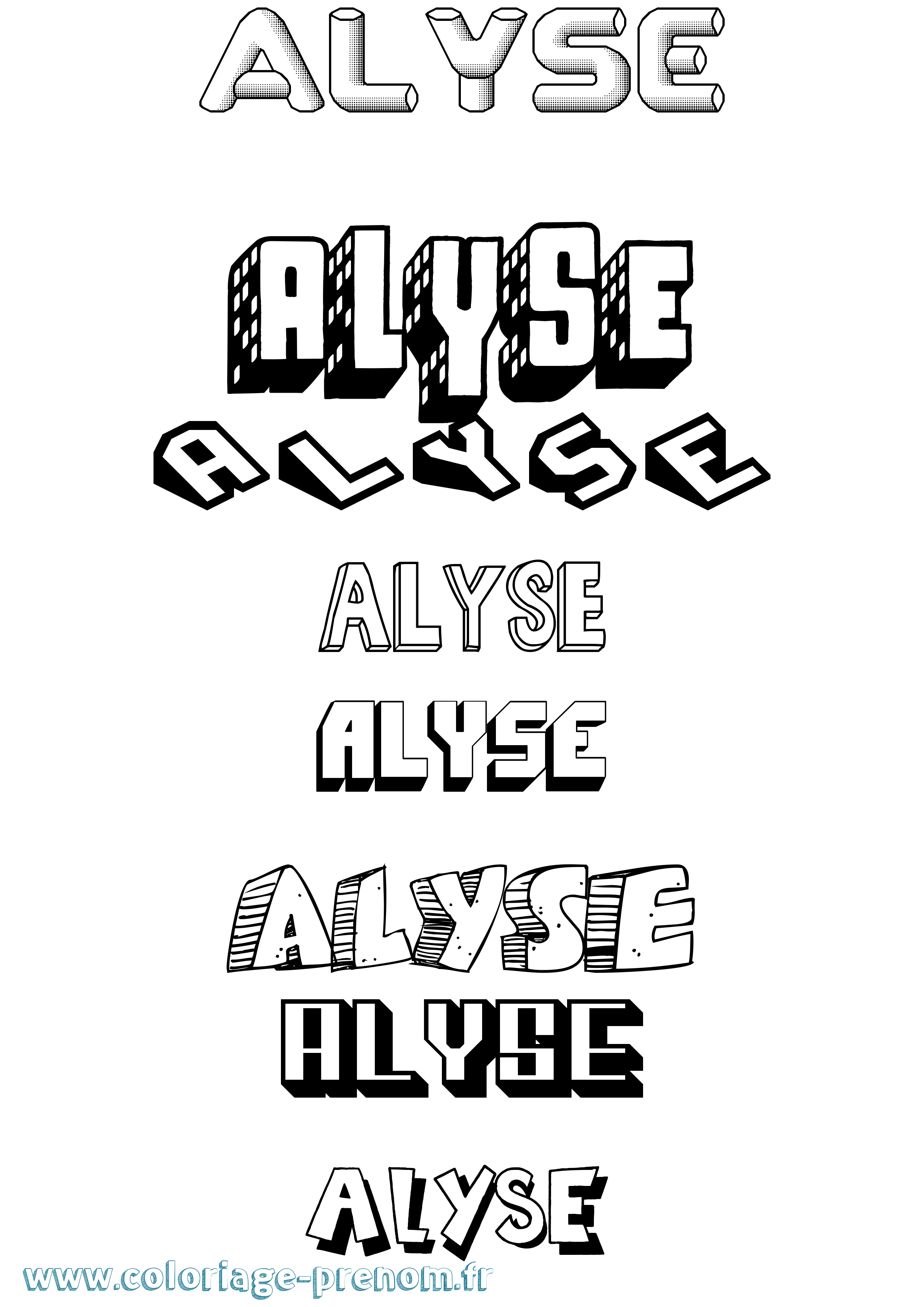 Coloriage prénom Alyse Effet 3D