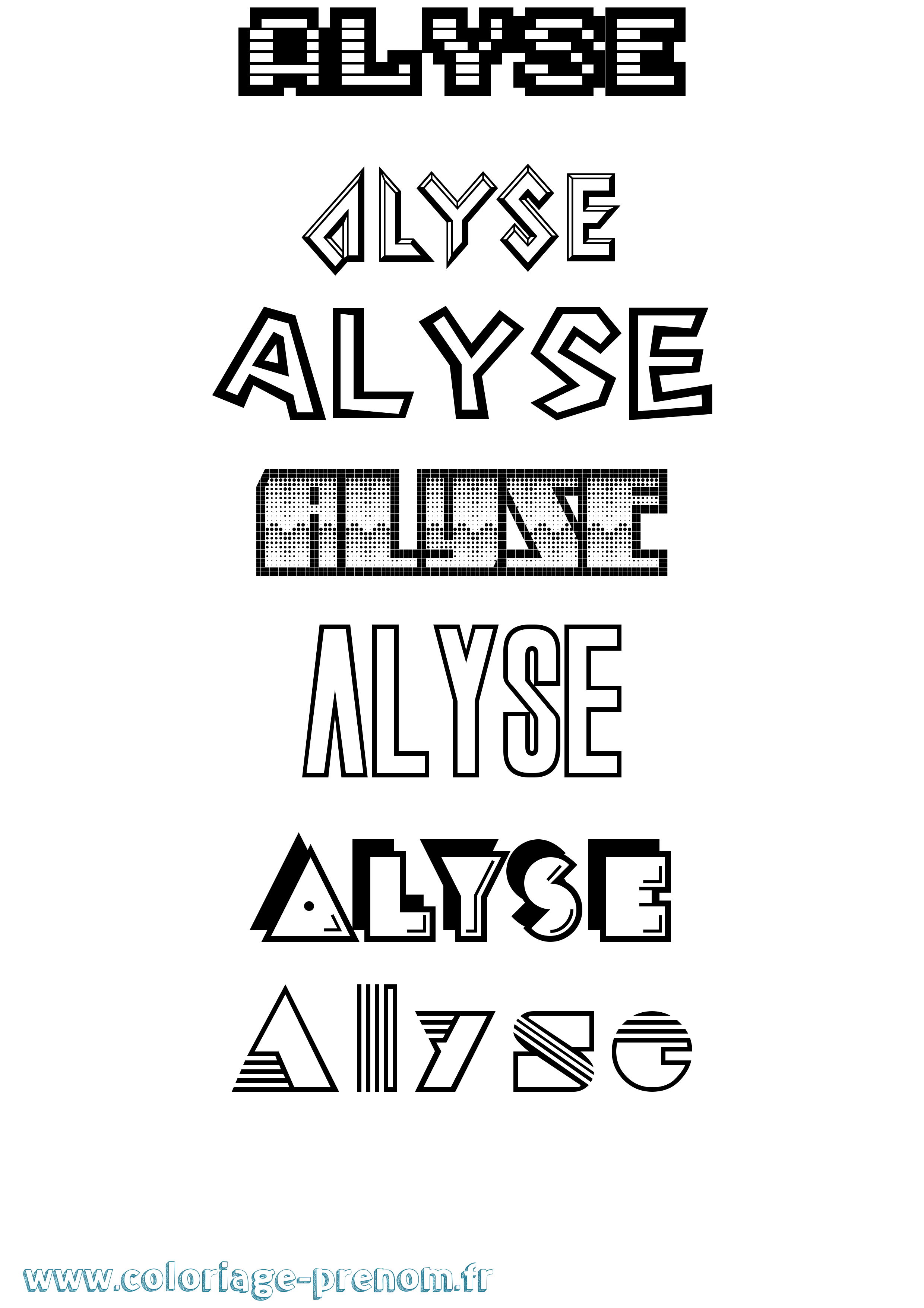 Coloriage prénom Alyse Jeux Vidéos
