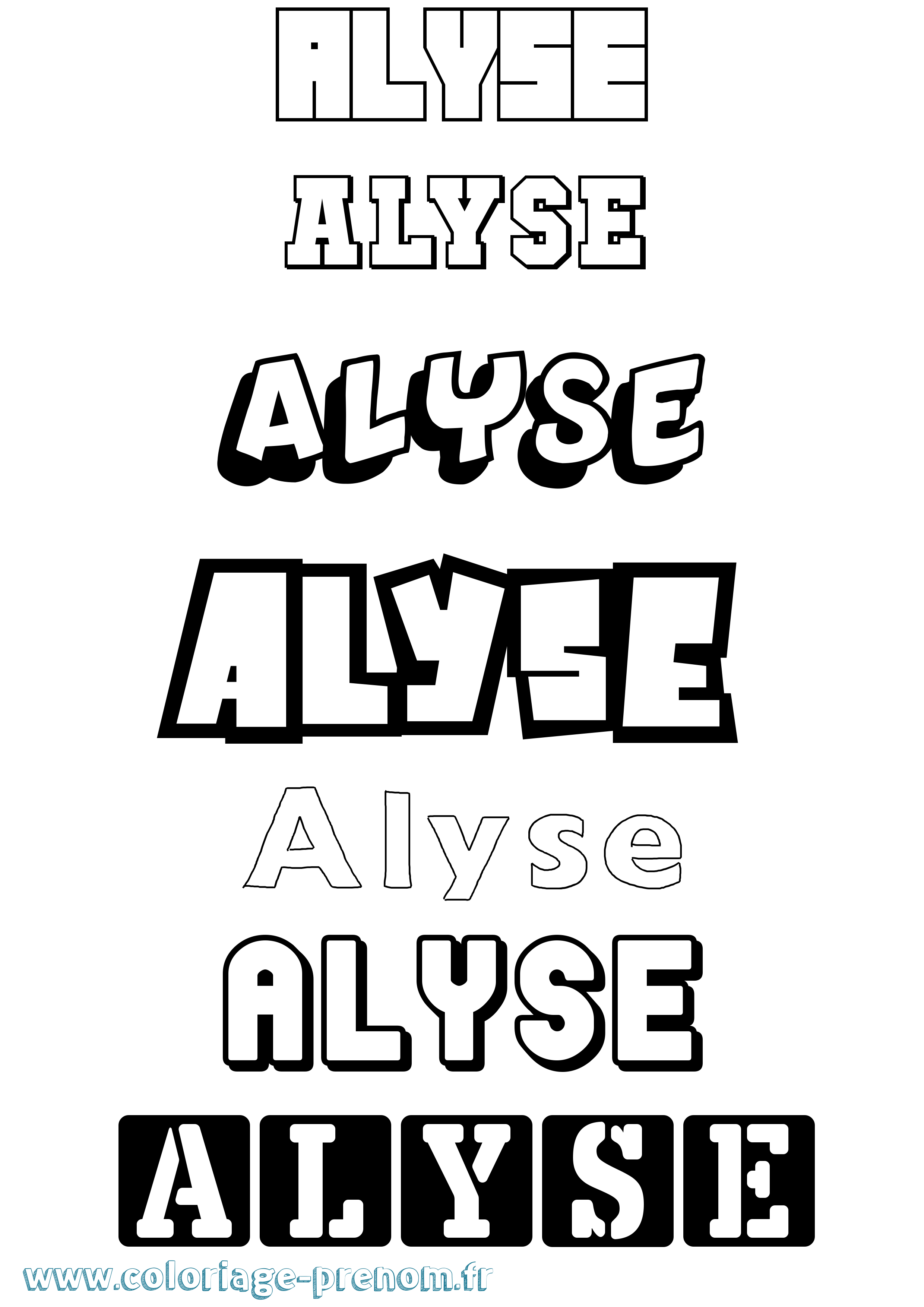 Coloriage prénom Alyse Simple
