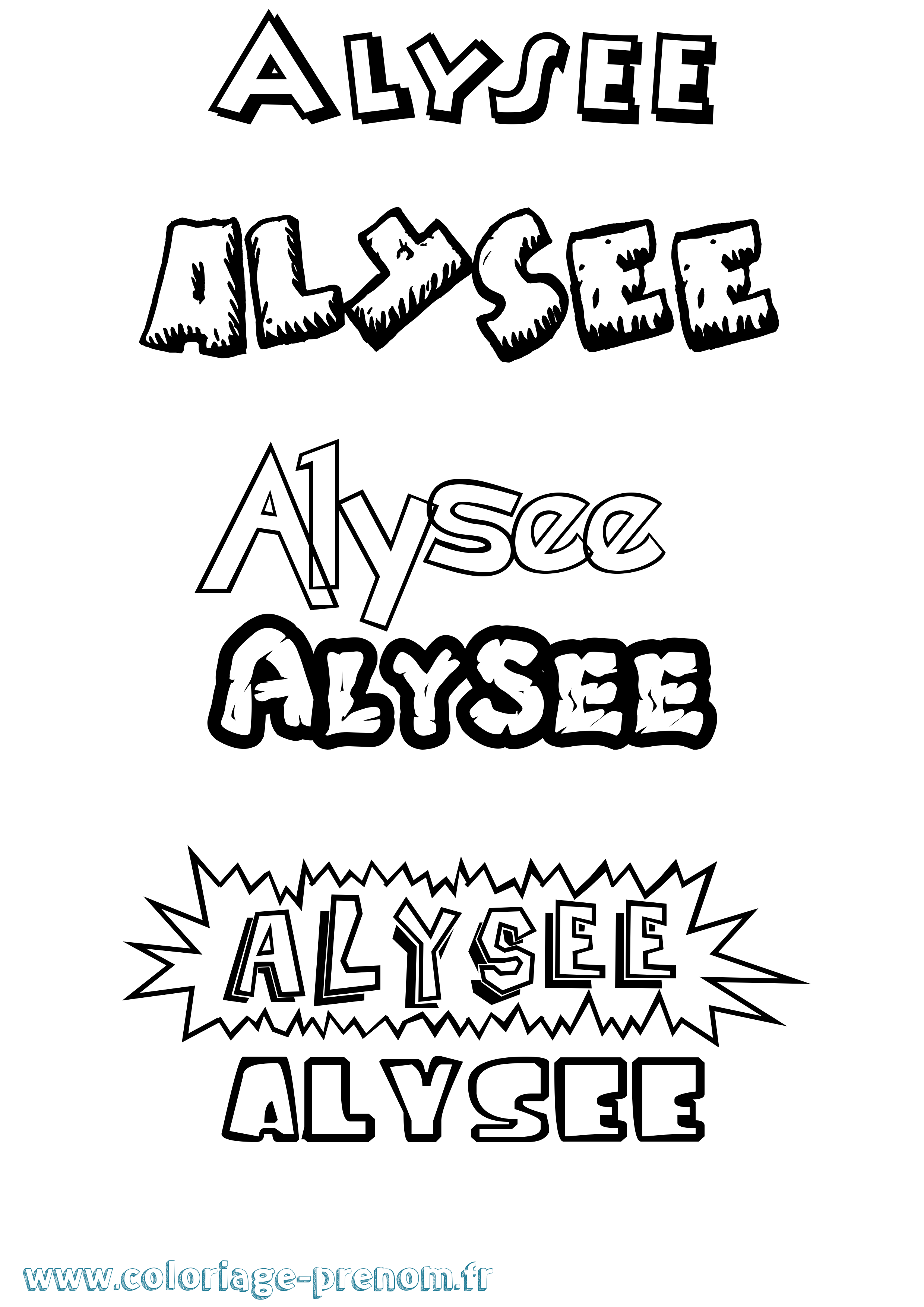 Coloriage prénom Alysee Dessin Animé