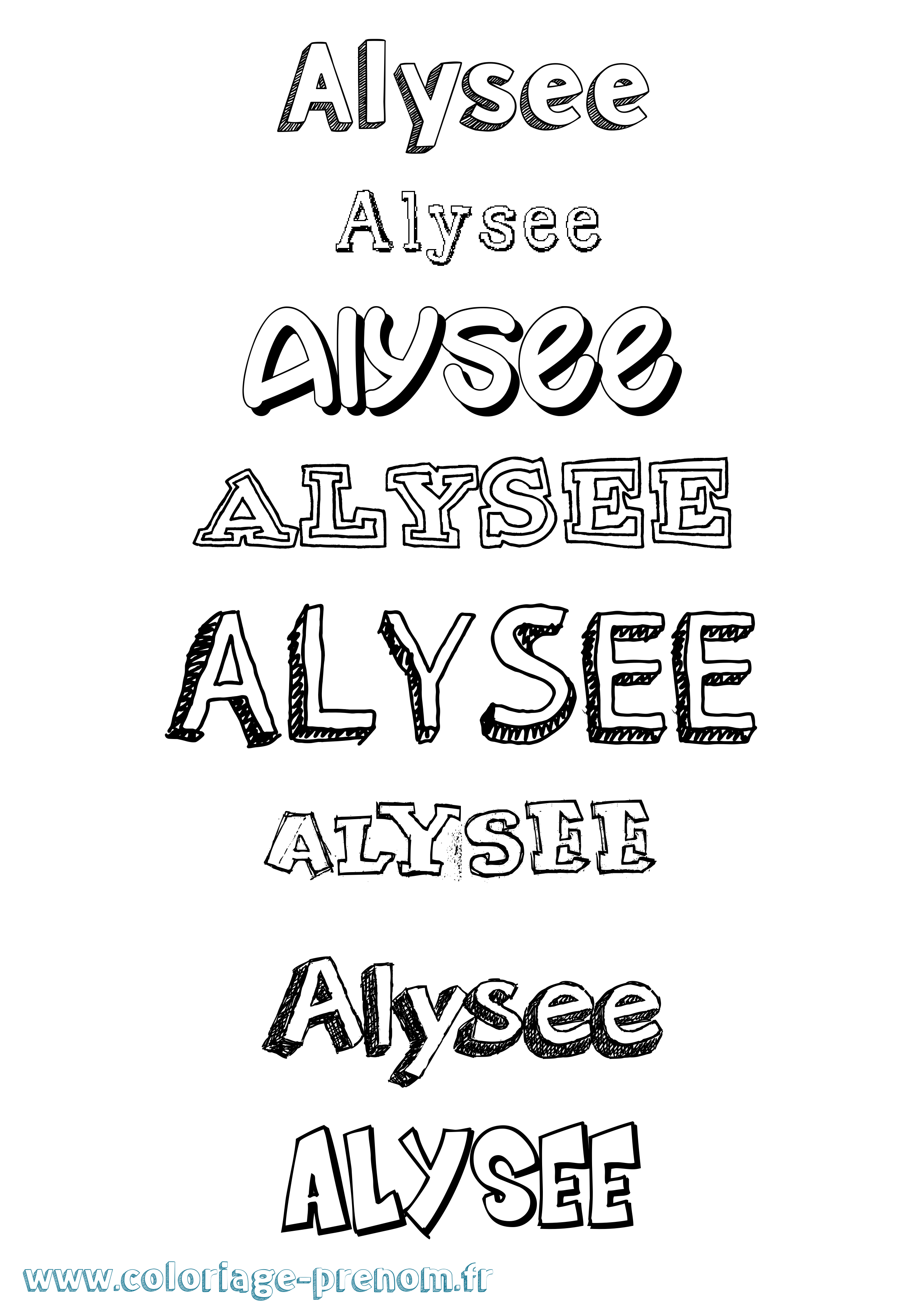 Coloriage prénom Alysee Dessiné