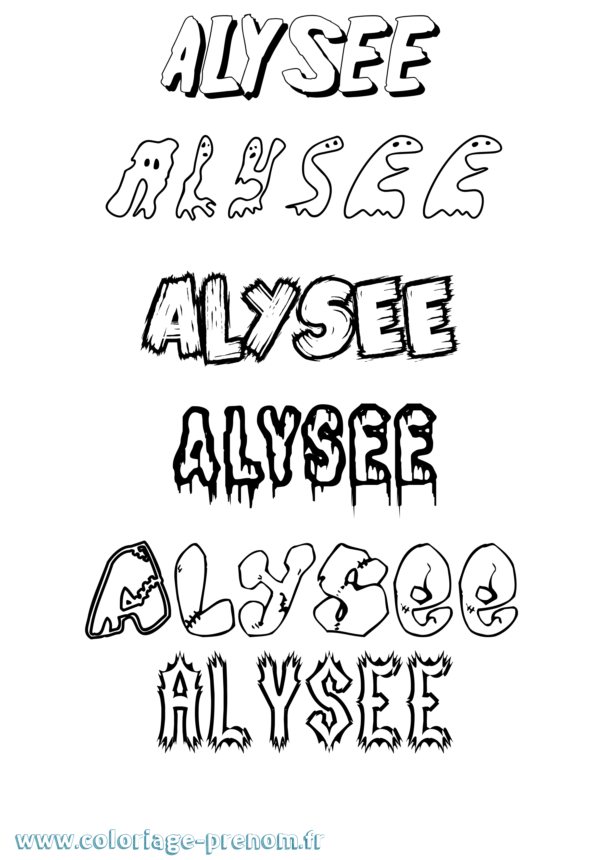 Coloriage prénom Alysee Frisson