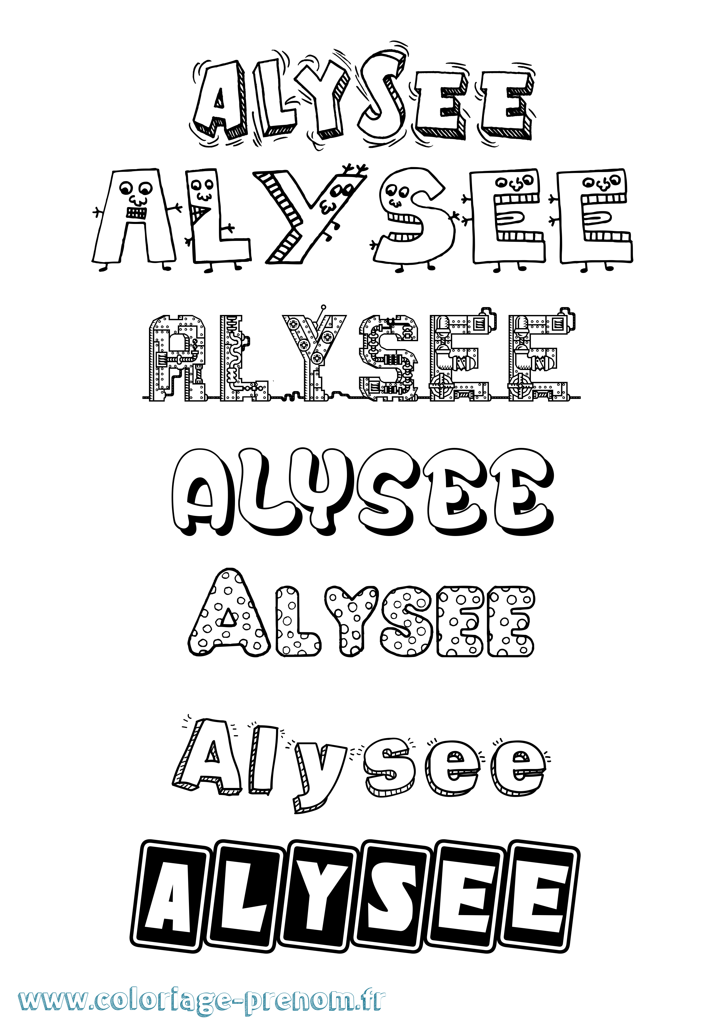 Coloriage prénom Alysee Fun