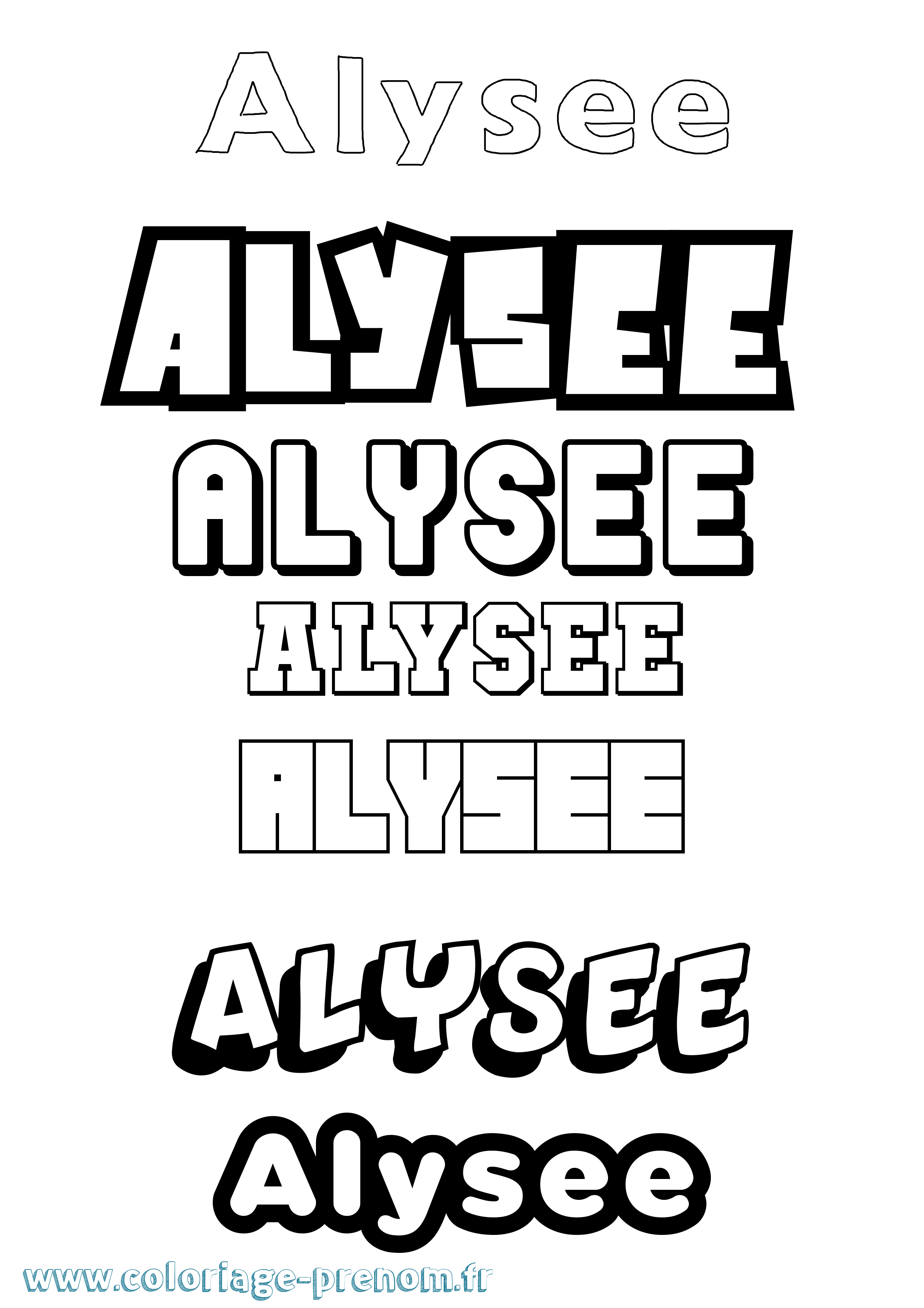 Coloriage prénom Alysee Simple