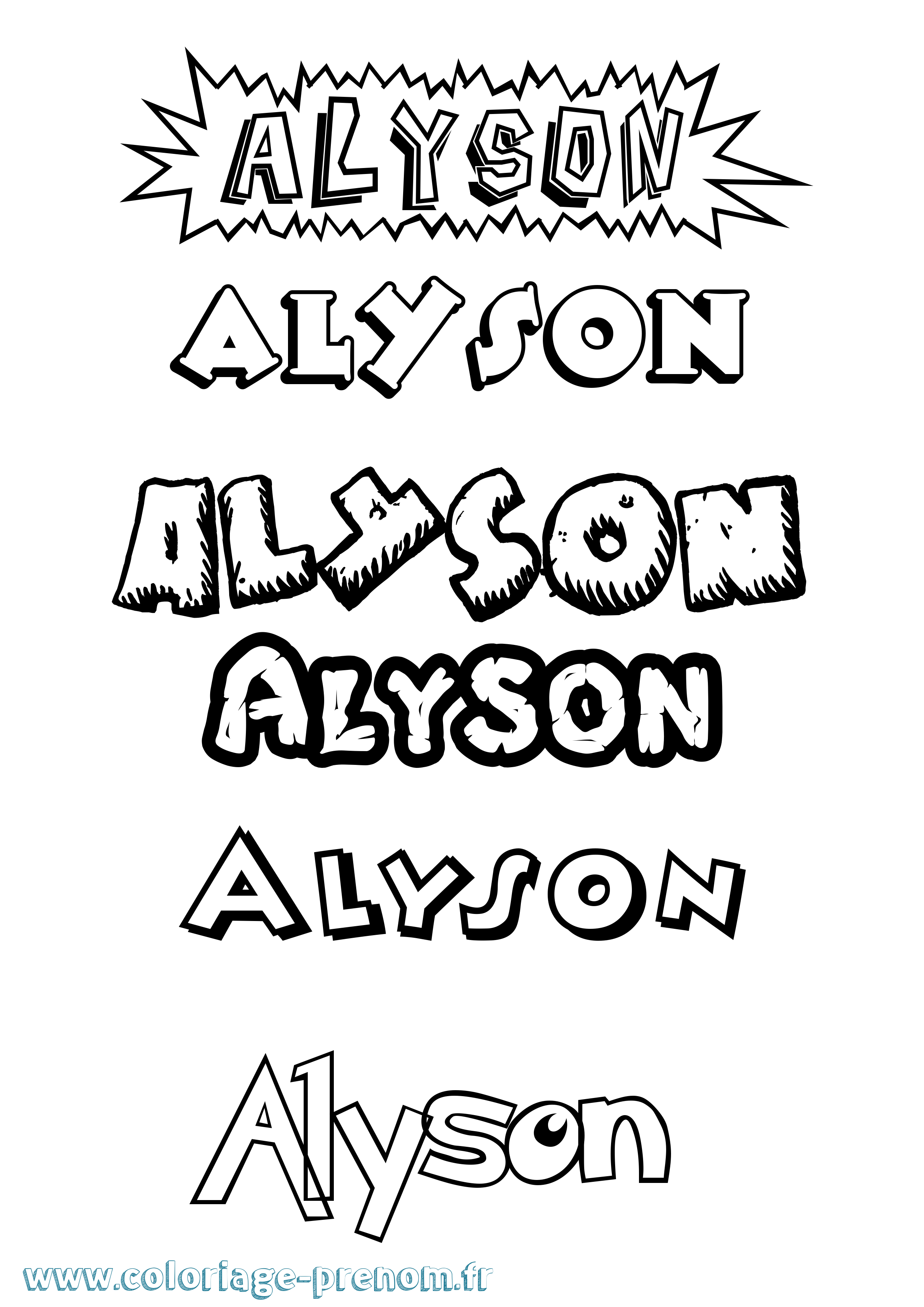 Coloriage prénom Alyson Dessin Animé