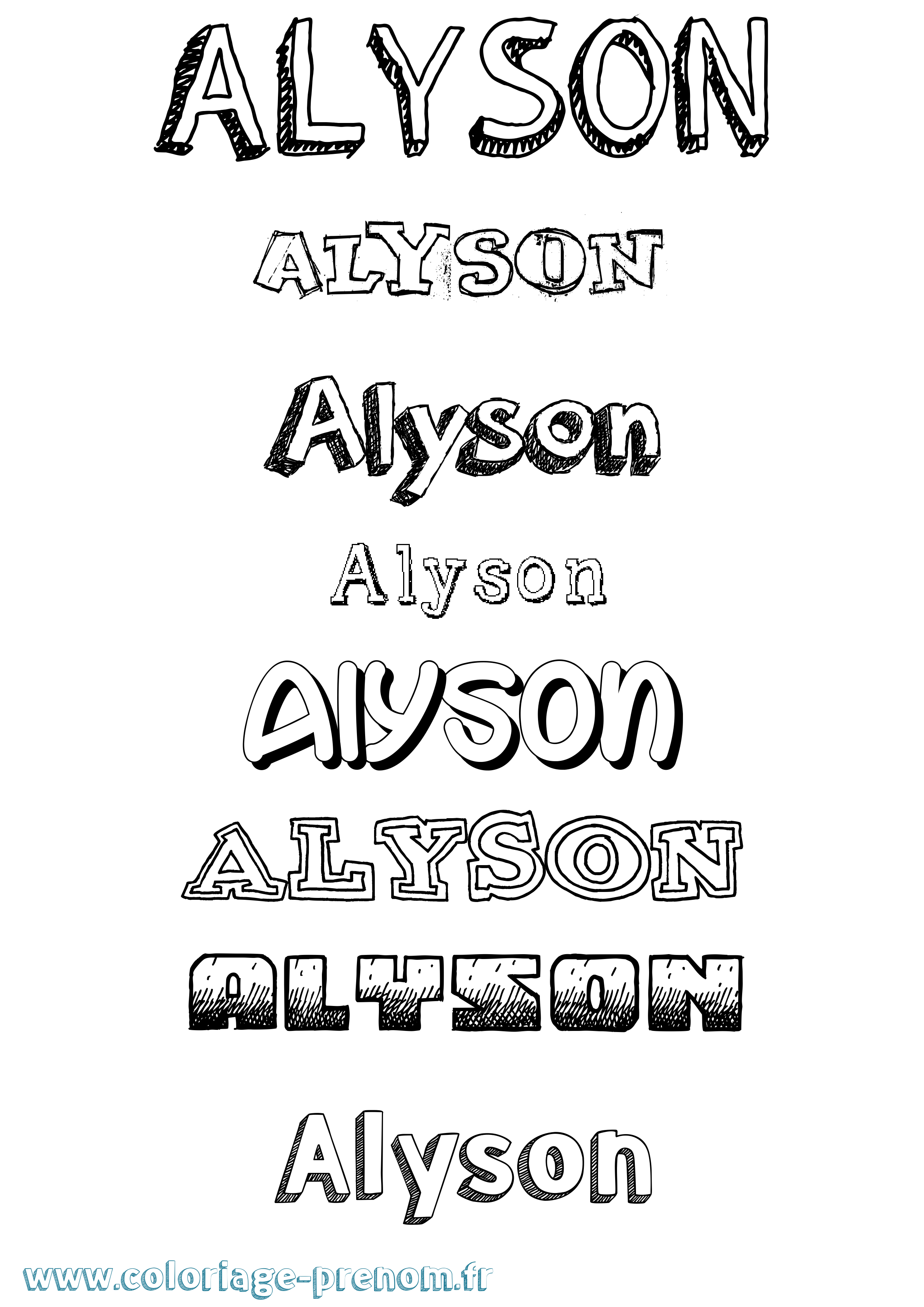 Coloriage prénom Alyson Dessiné