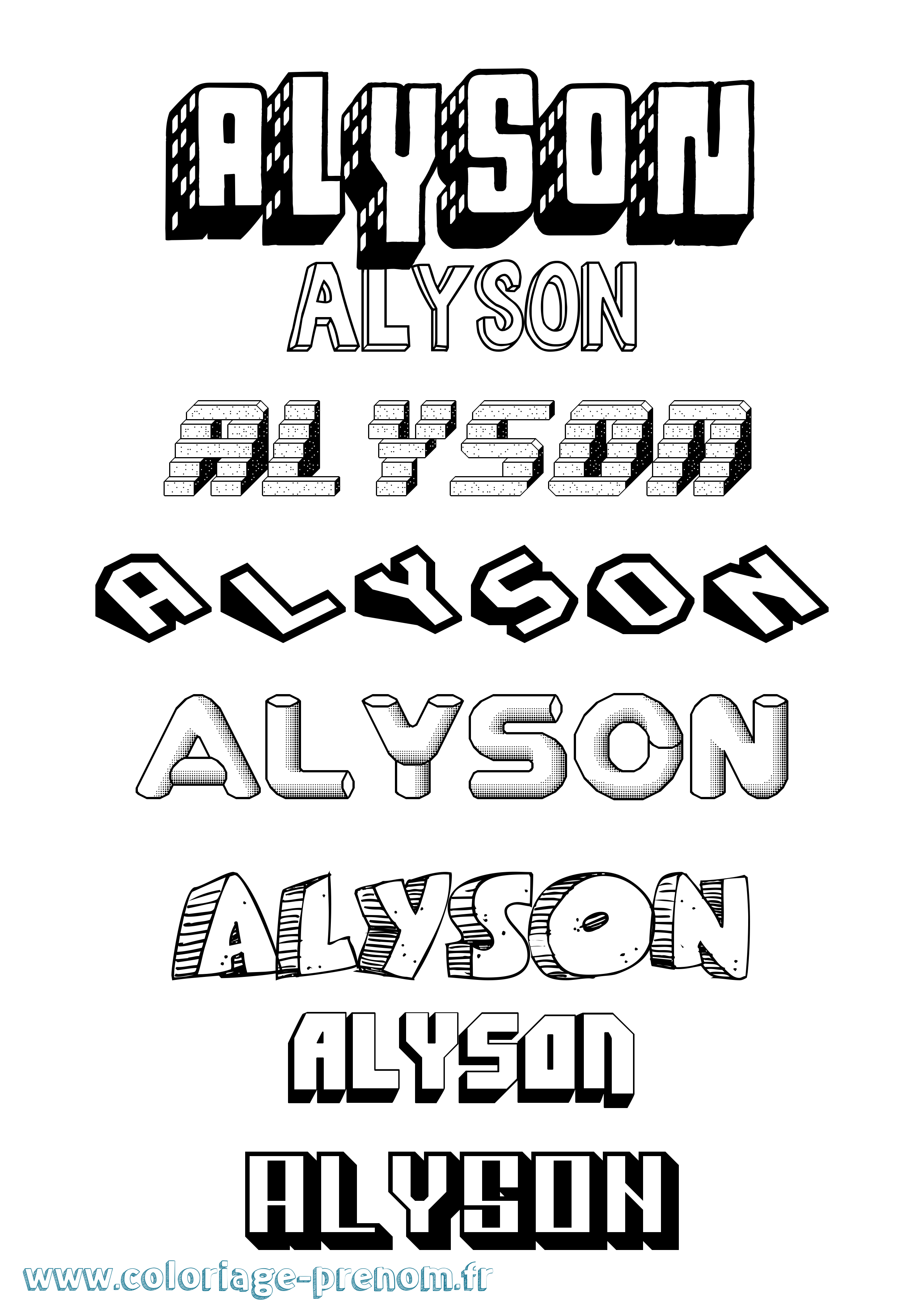 Coloriage prénom Alyson Effet 3D