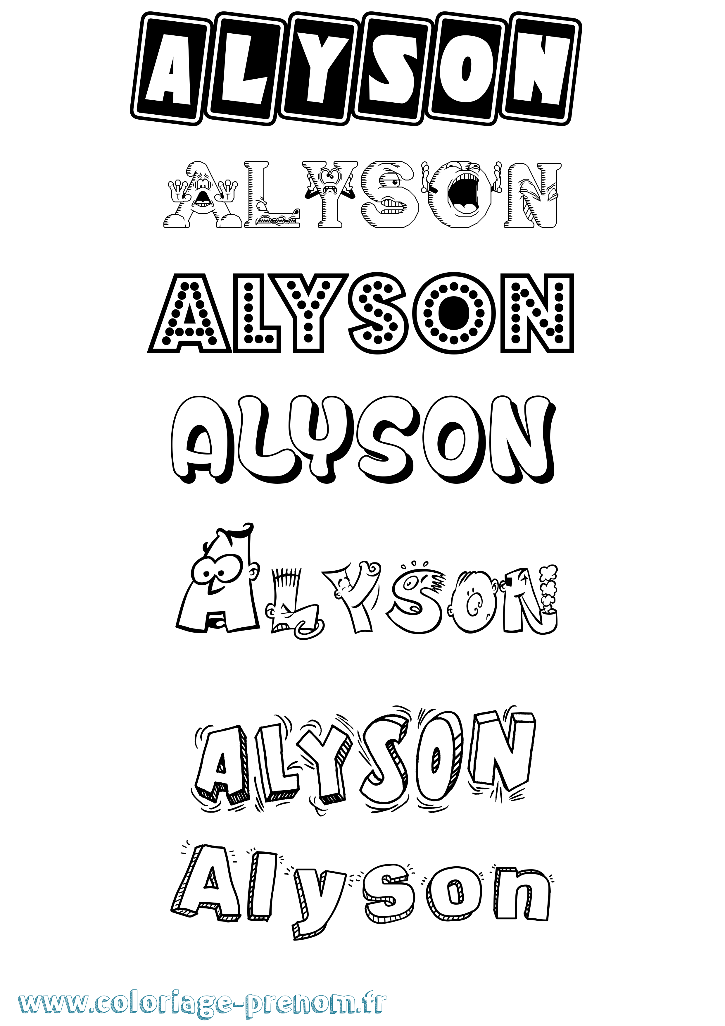 Coloriage prénom Alyson Fun
