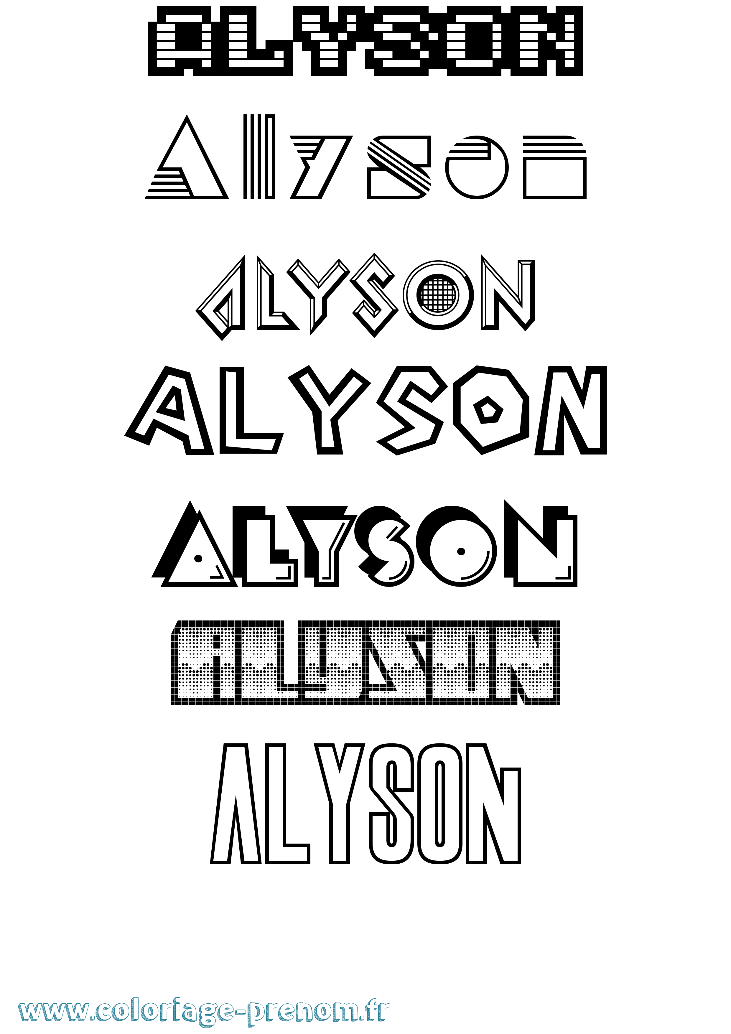 Coloriage prénom Alyson Jeux Vidéos
