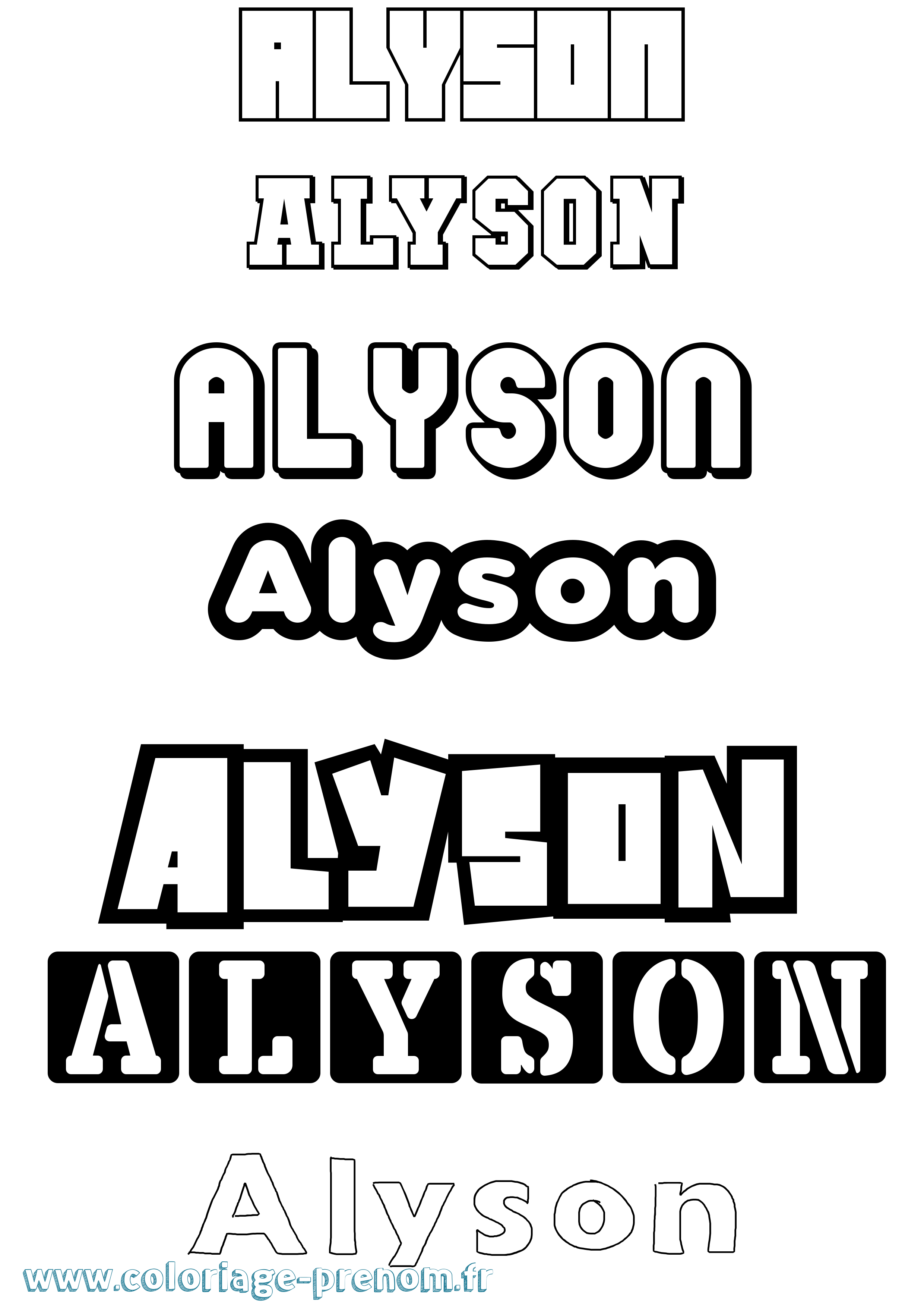 Coloriage prénom Alyson Simple