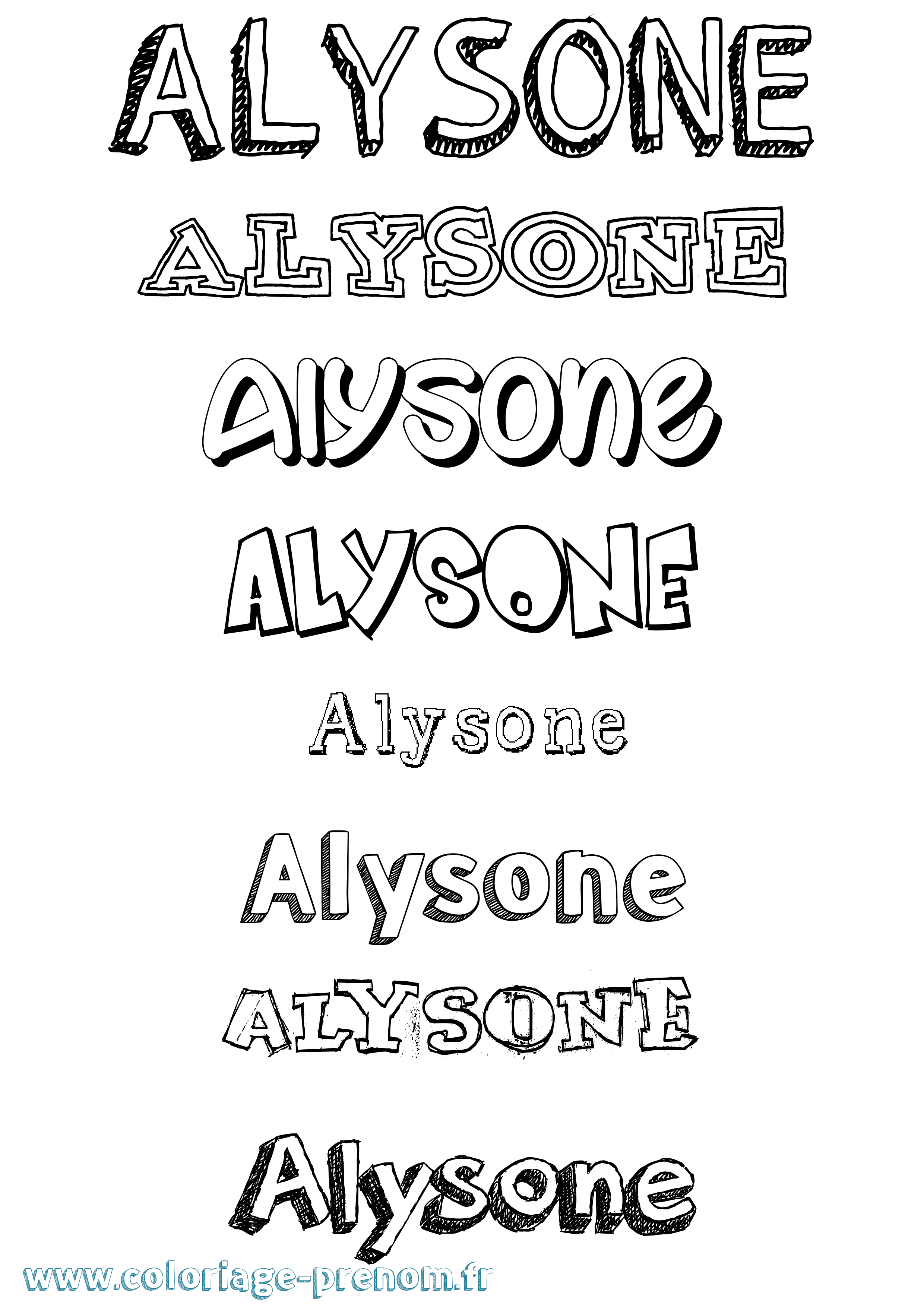 Coloriage prénom Alysone Dessiné