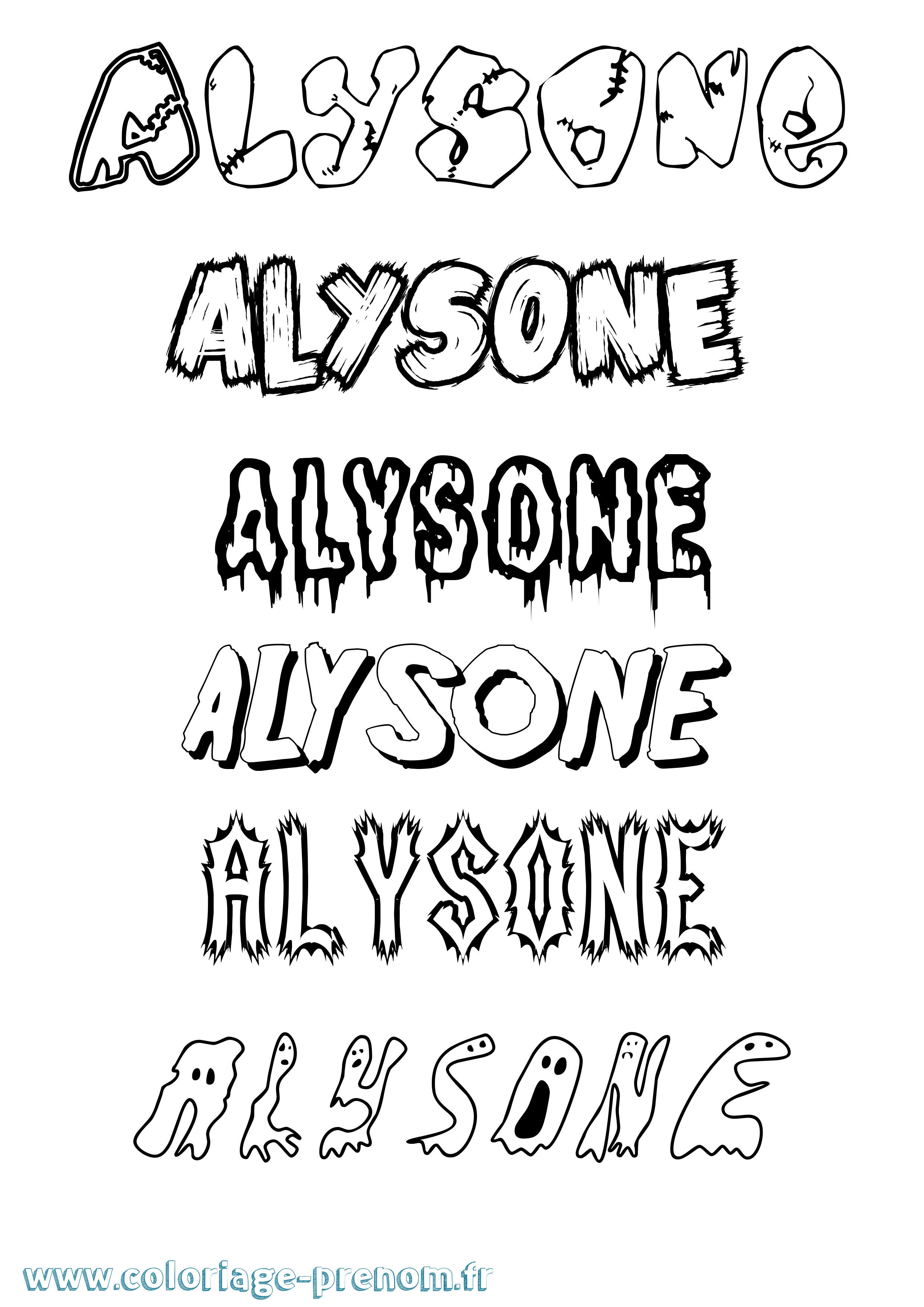 Coloriage prénom Alysone Frisson
