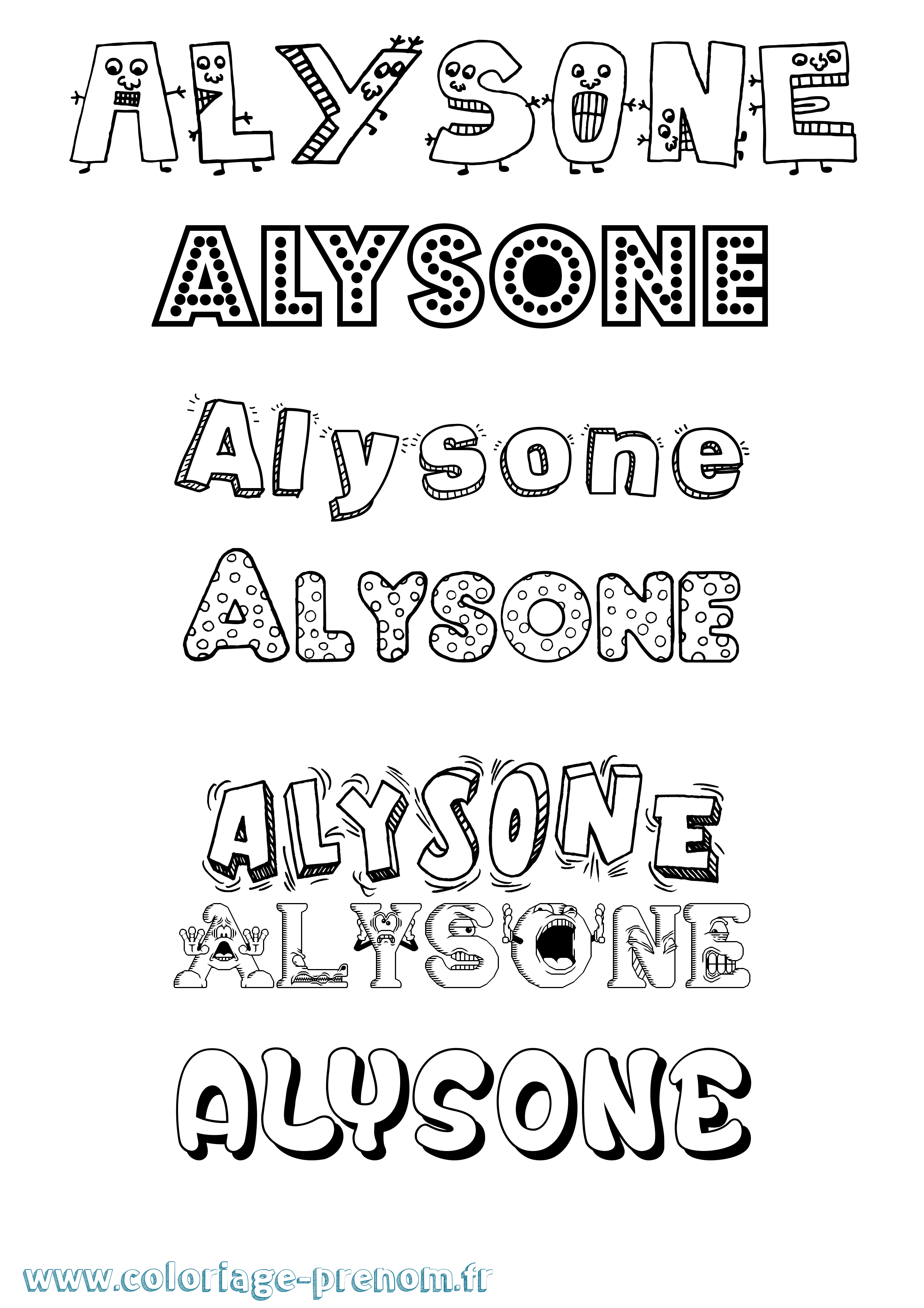 Coloriage prénom Alysone Fun