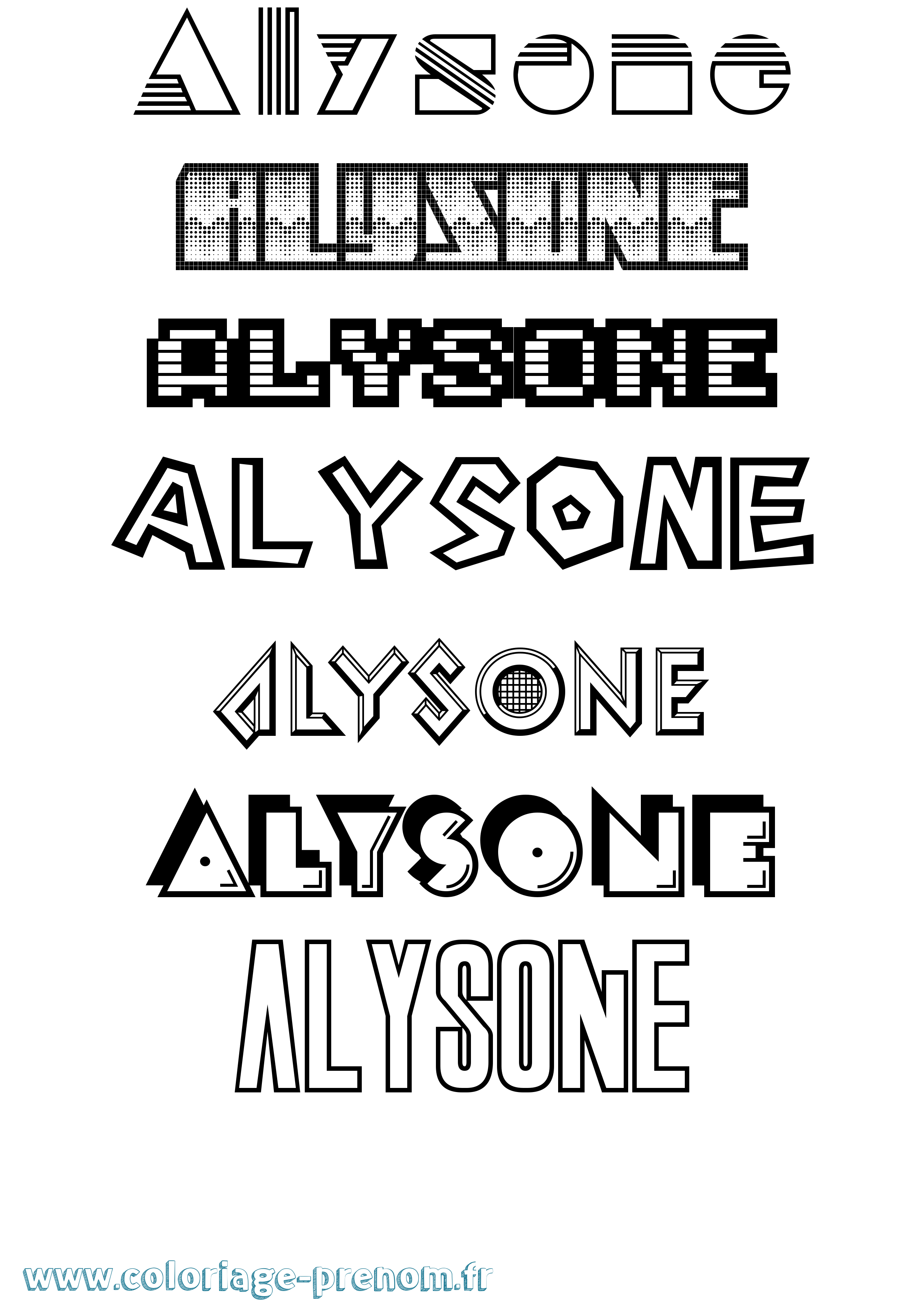 Coloriage prénom Alysone Jeux Vidéos