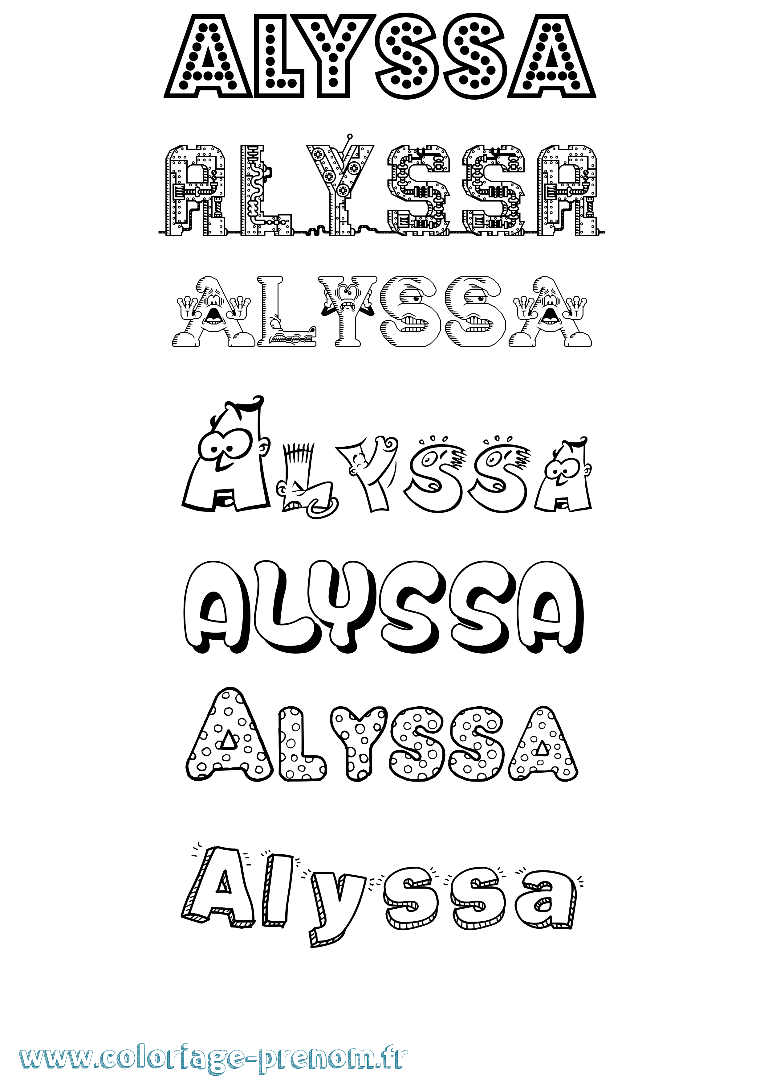 Coloriage prénom Alyssa