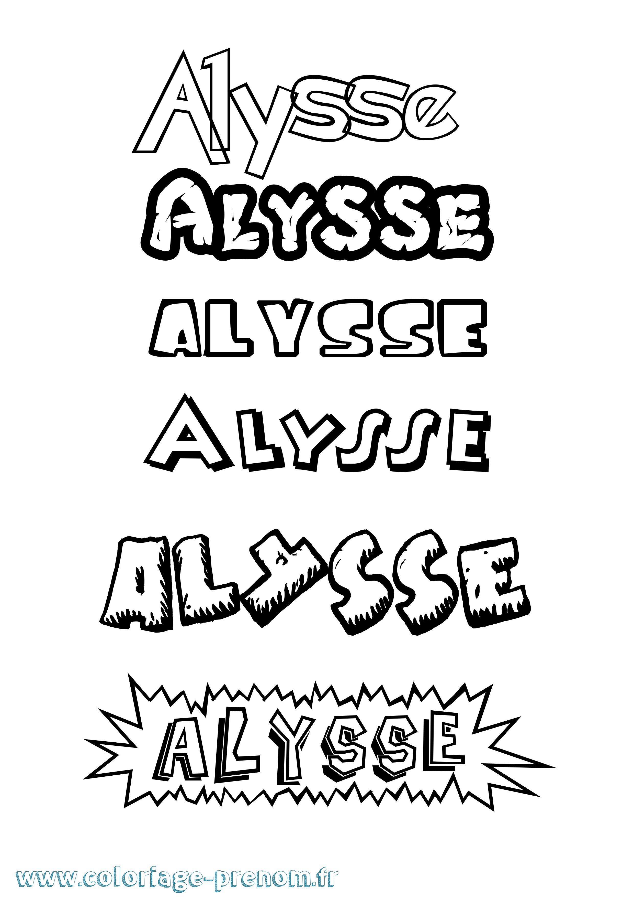 Coloriage prénom Alysse Dessin Animé