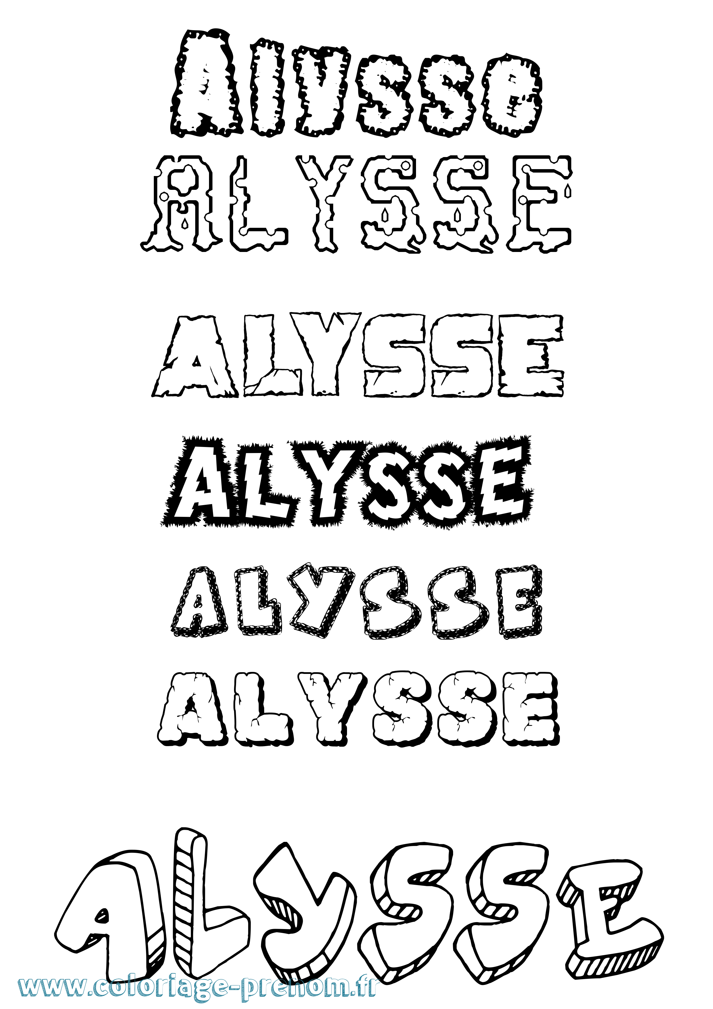 Coloriage prénom Alysse Destructuré