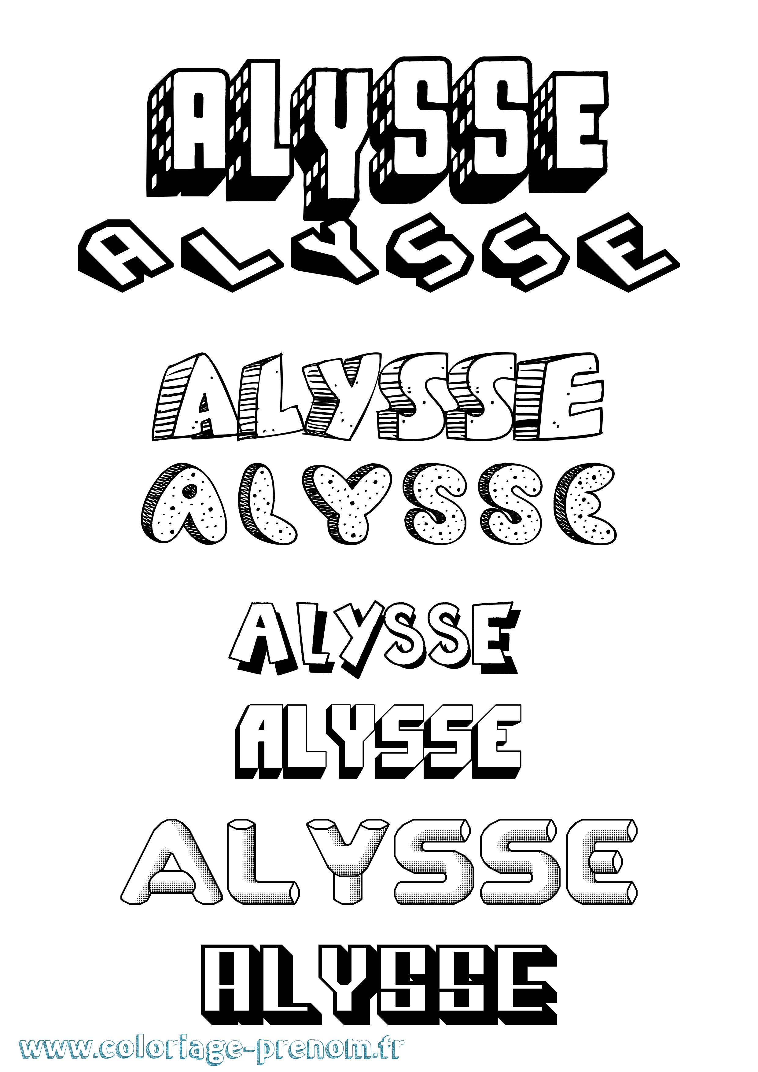 Coloriage prénom Alysse Effet 3D