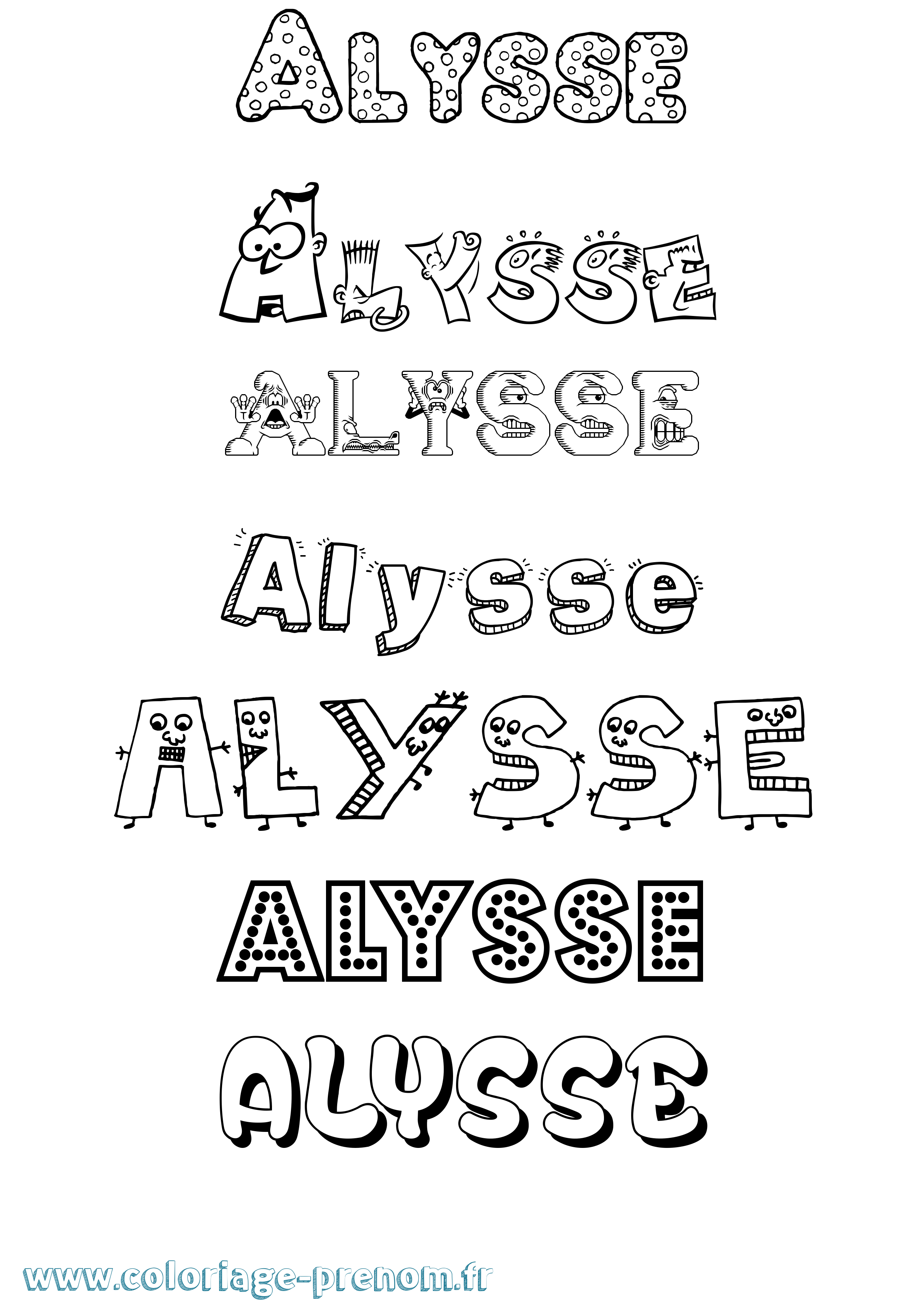 Coloriage prénom Alysse Fun