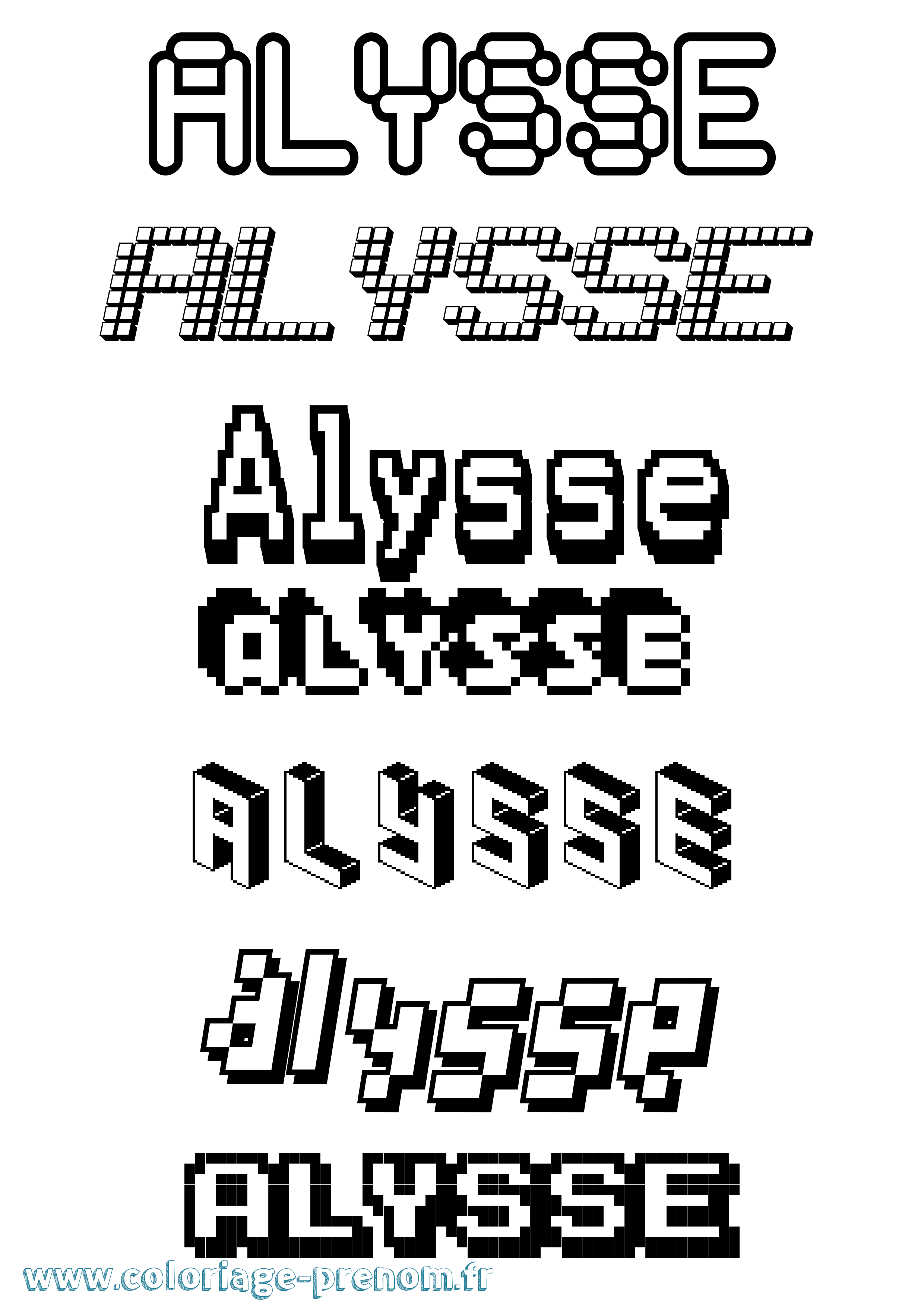 Coloriage prénom Alysse Pixel