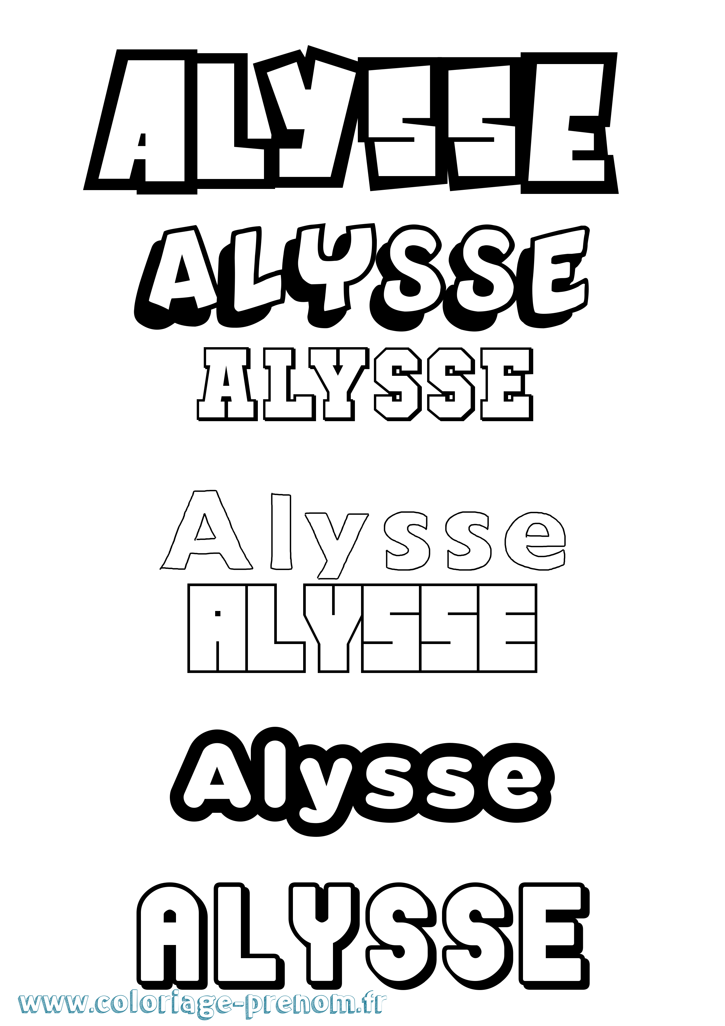 Coloriage prénom Alysse Simple