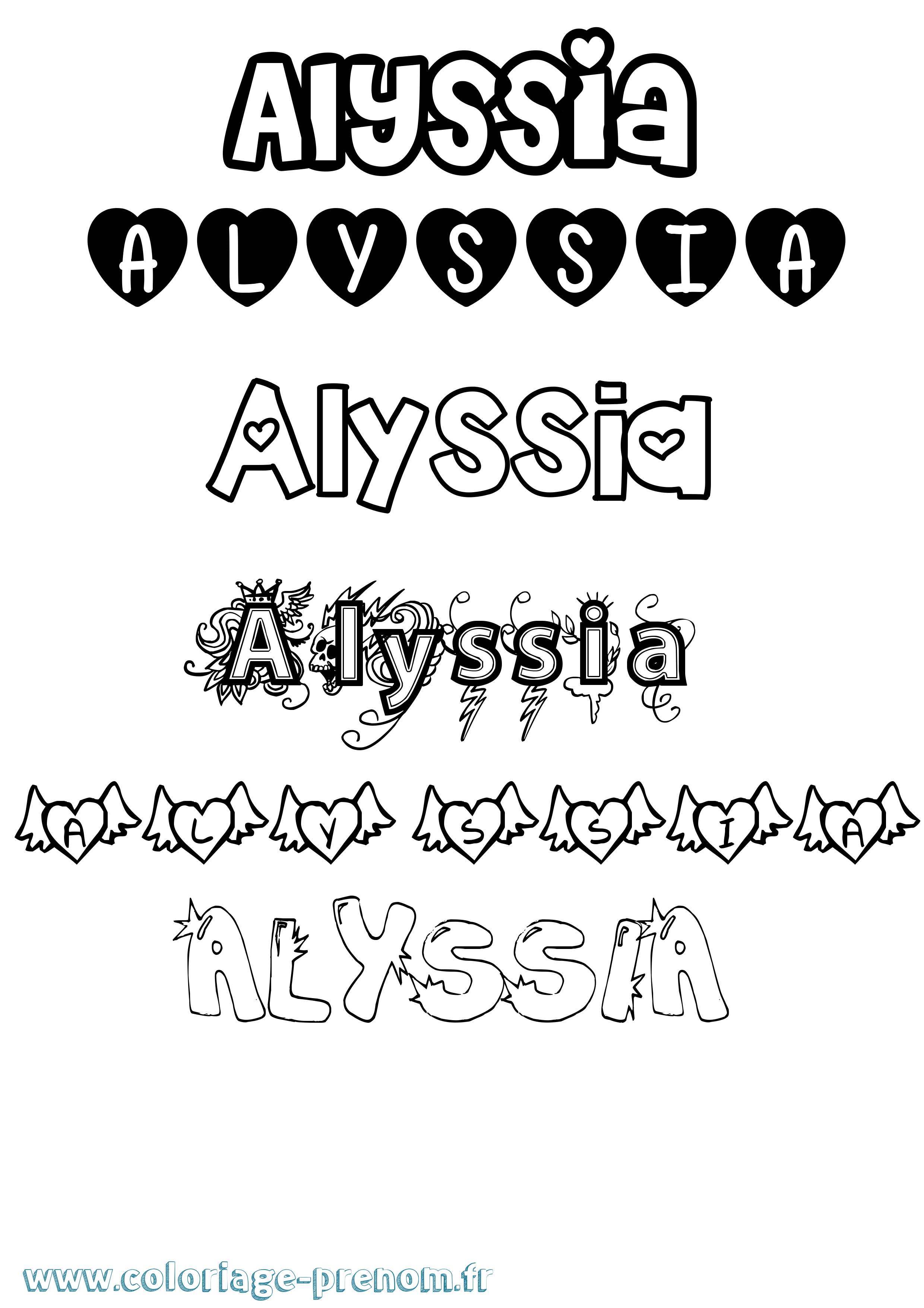 Coloriage prénom Alyssia