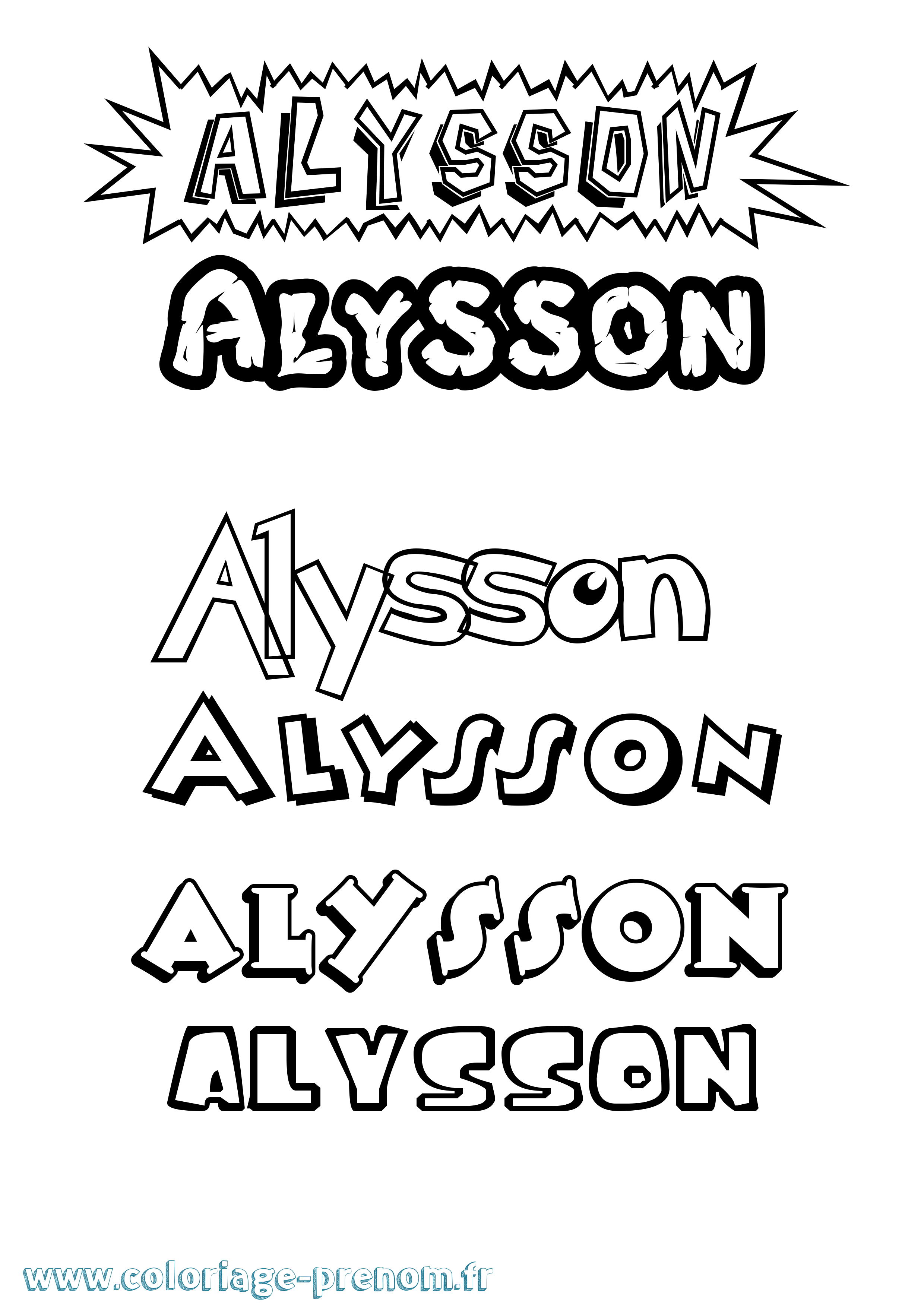 Coloriage prénom Alysson