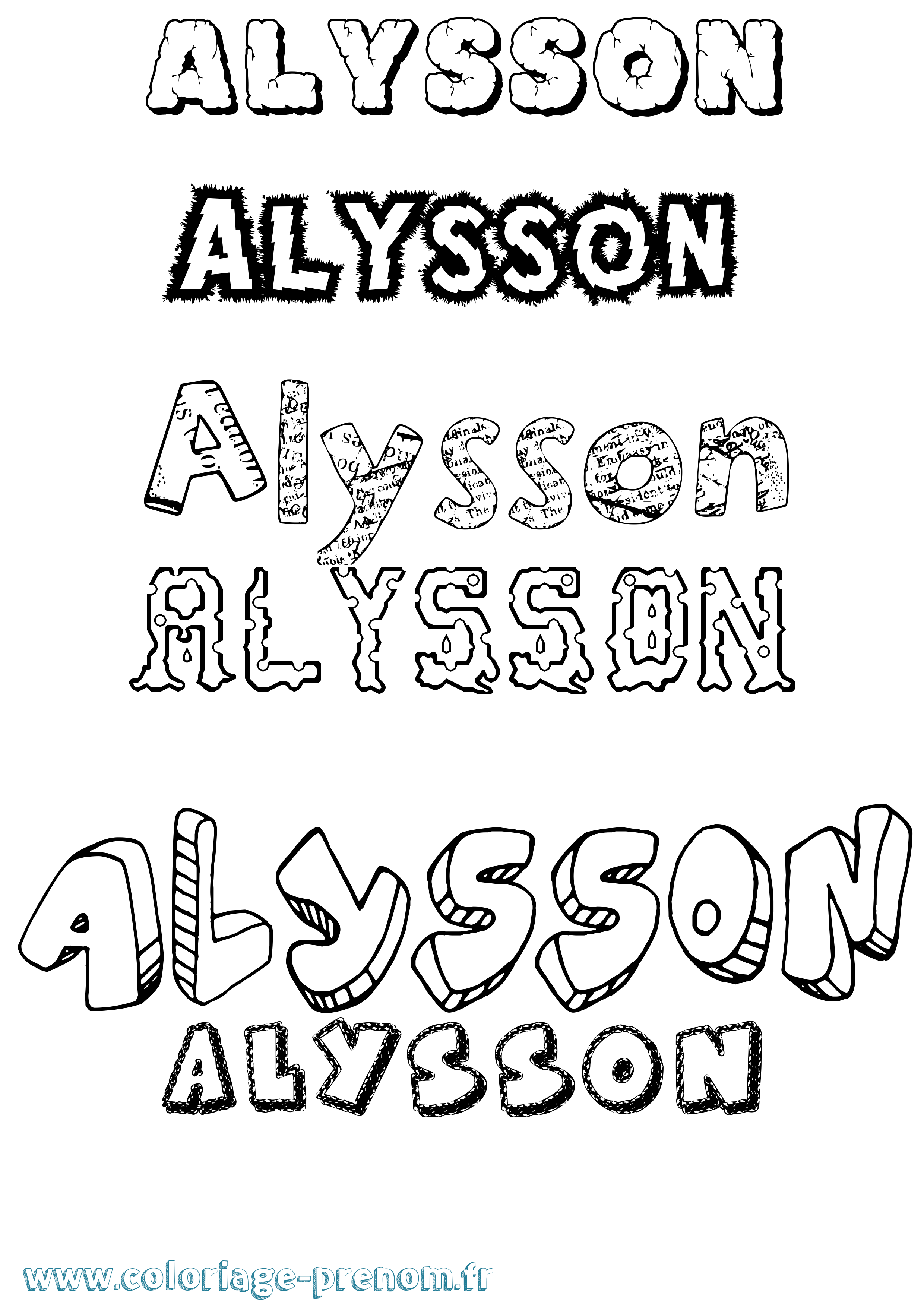 Coloriage Alysson Coloriage prénom Alysson