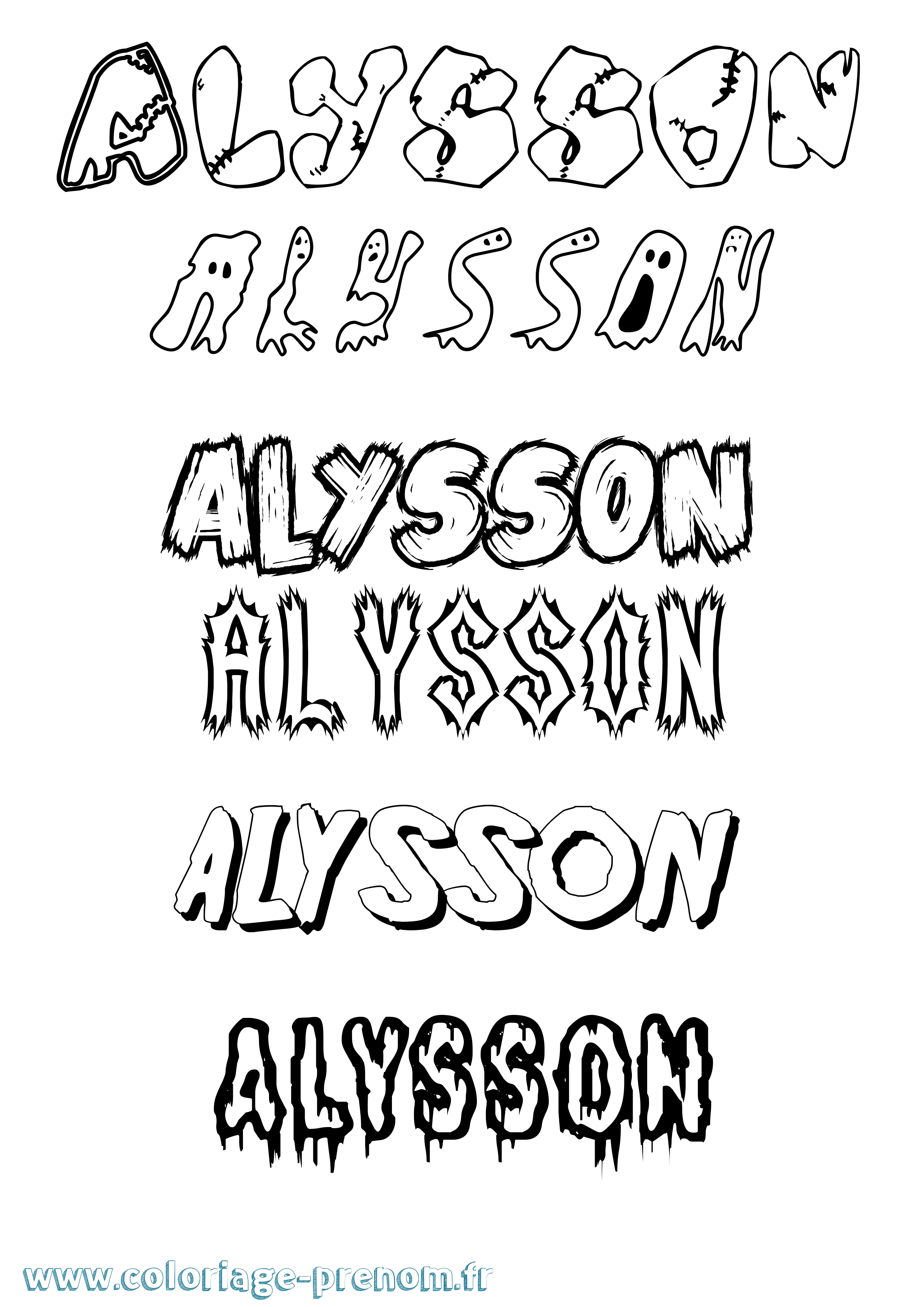 Coloriage Alysson Coloriage prénom Alysson