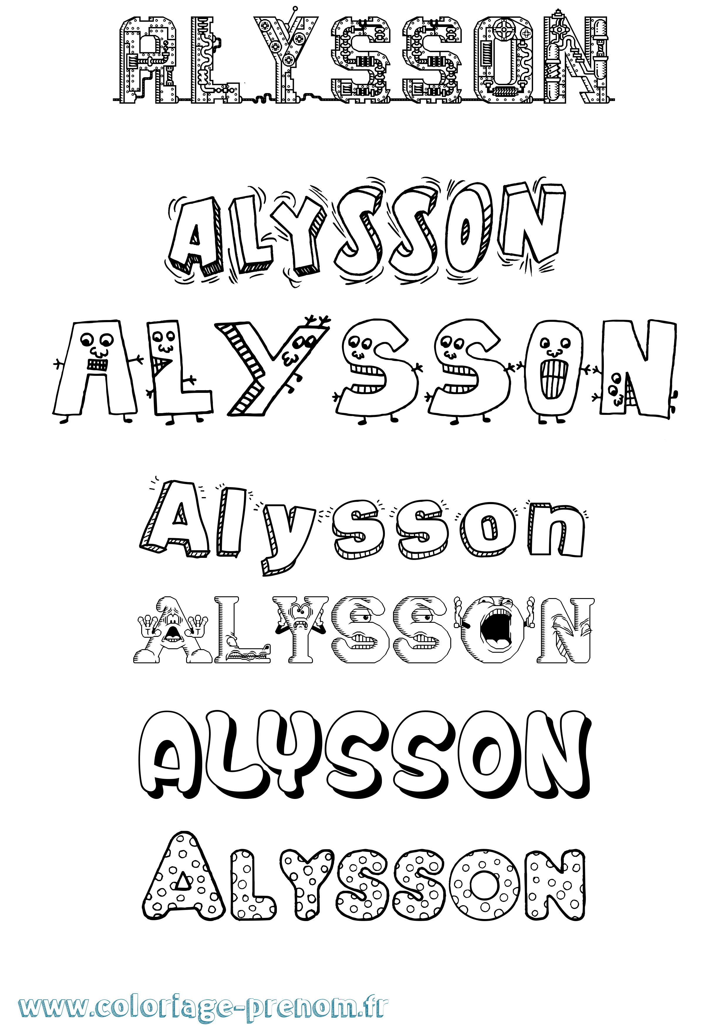 Coloriage Alysson Coloriage prénom Alysson