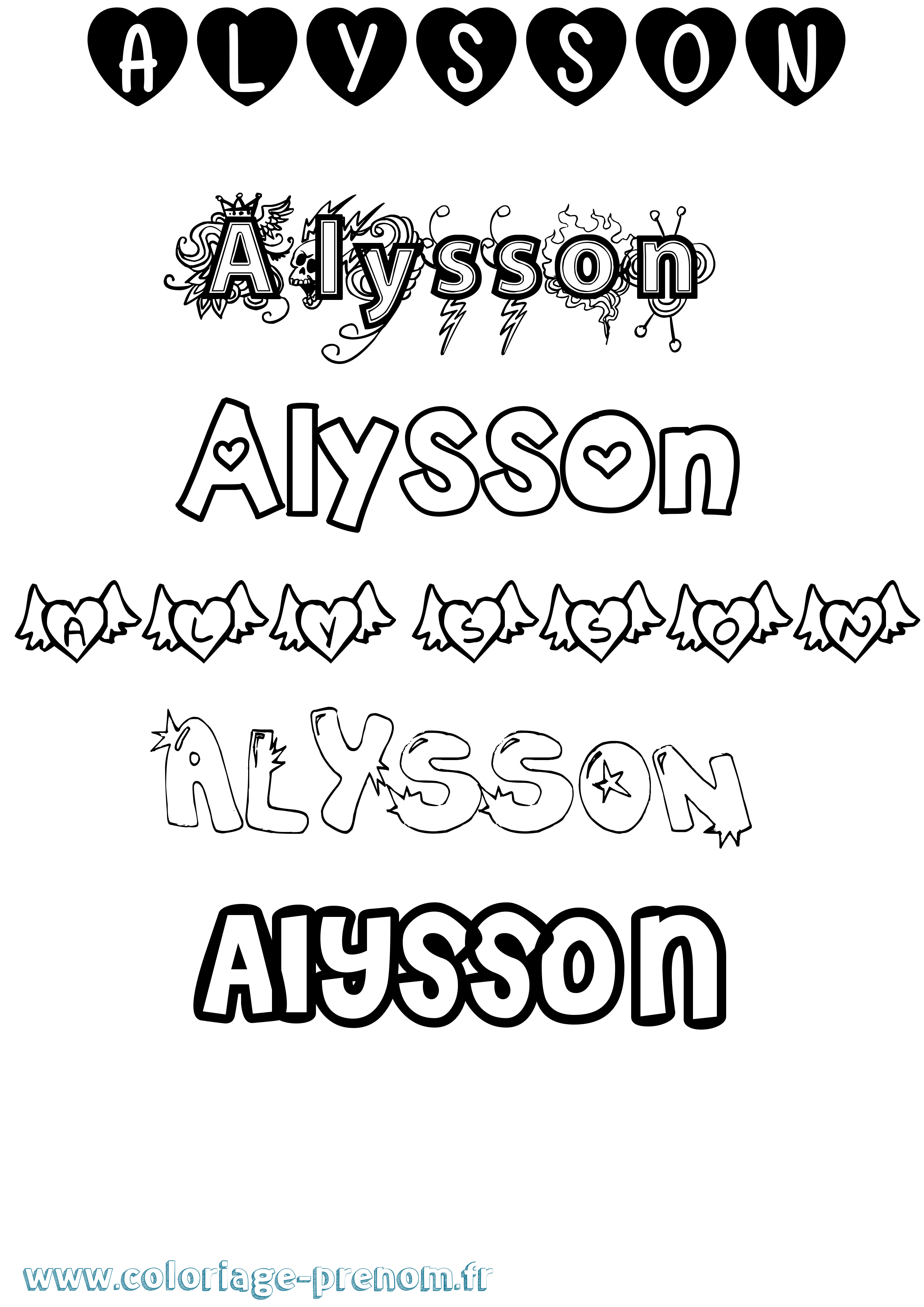 Coloriage prénom Alysson