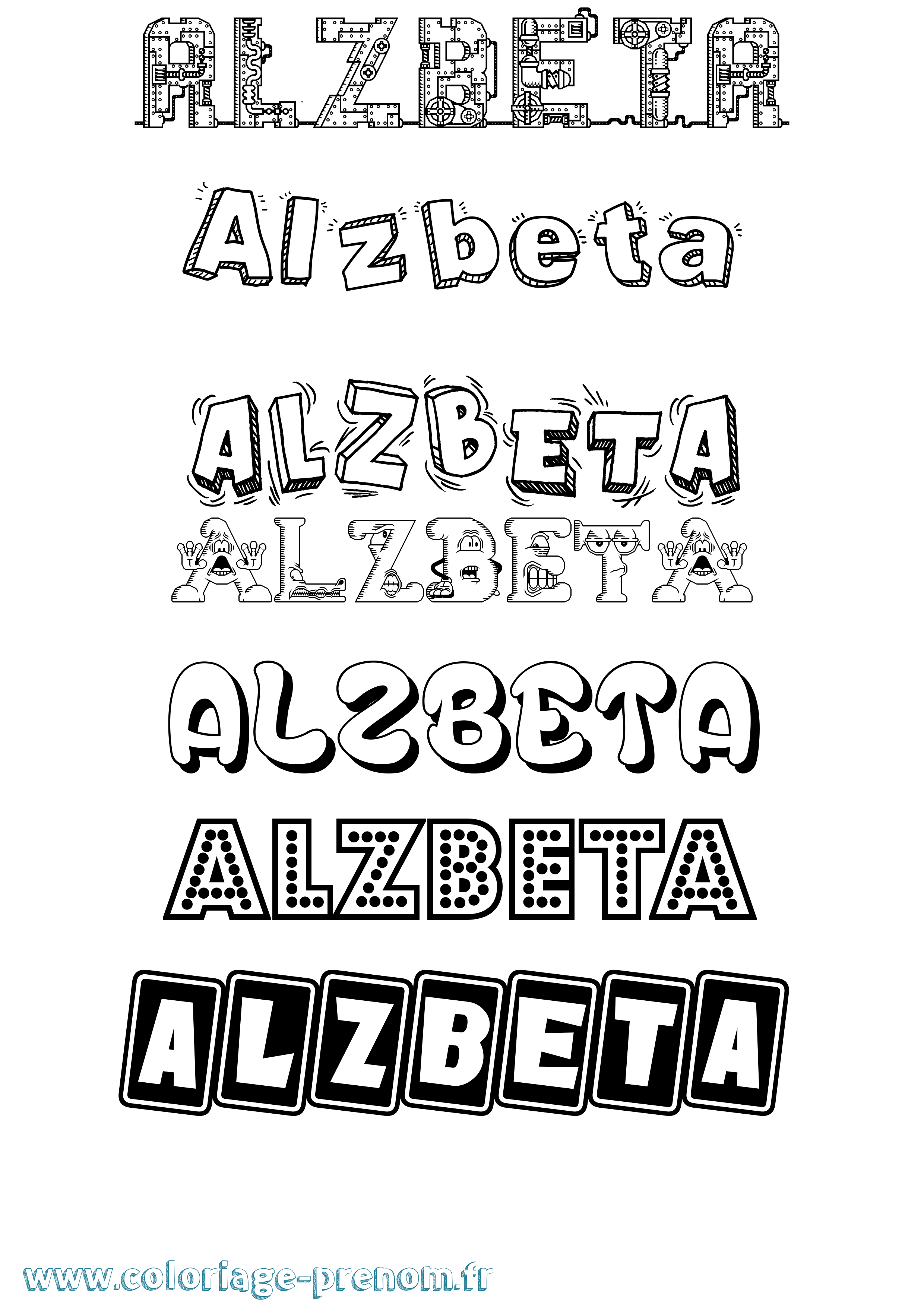 Coloriage prénom Alzbeta Fun