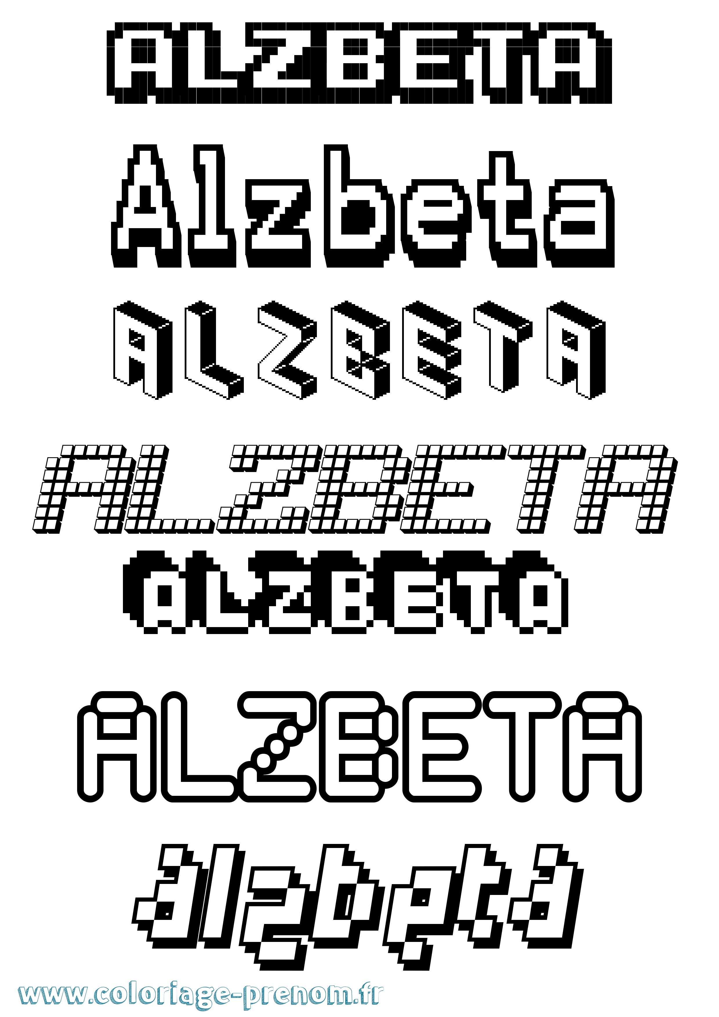 Coloriage prénom Alzbeta Pixel