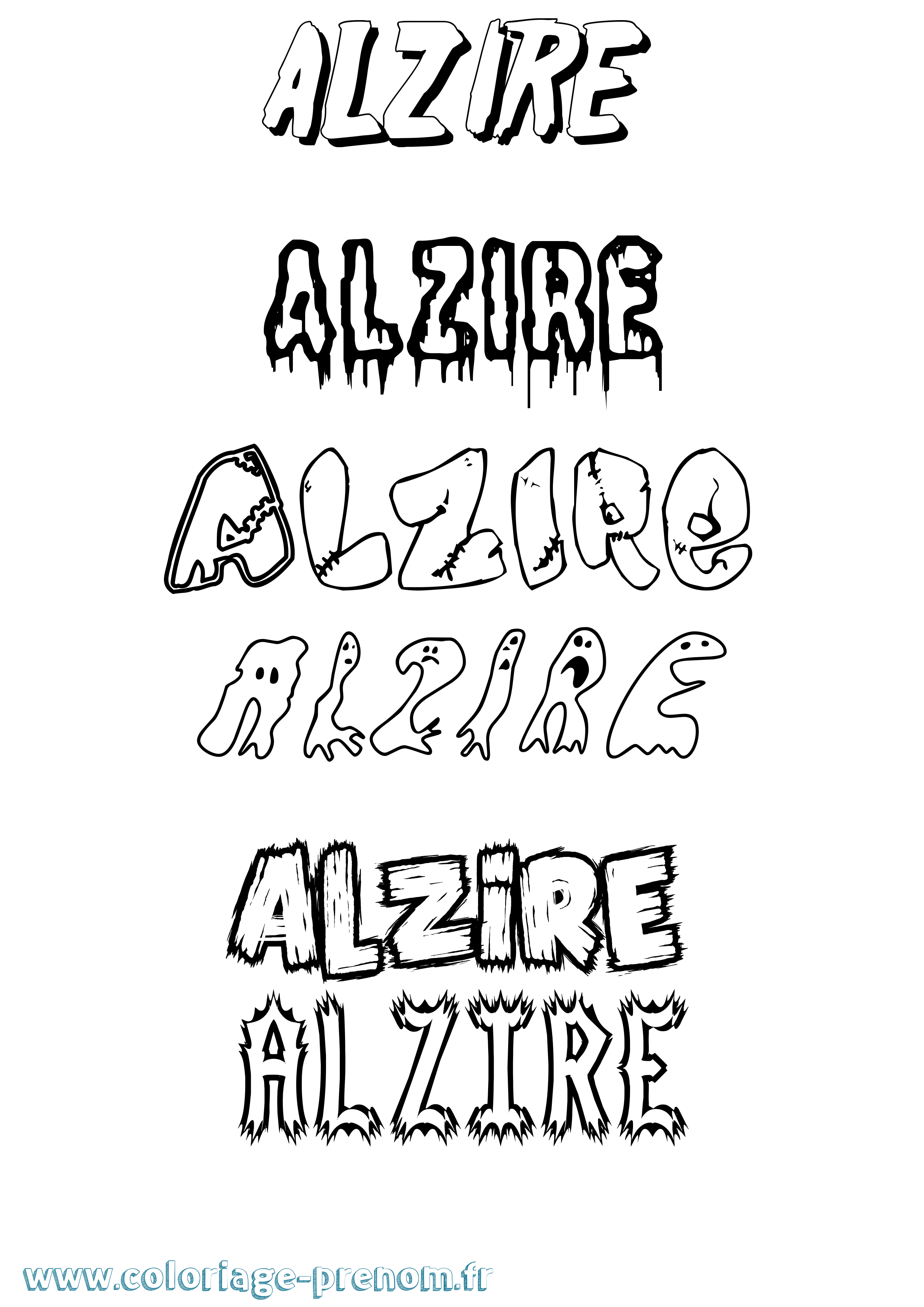 Coloriage prénom Alzire Frisson