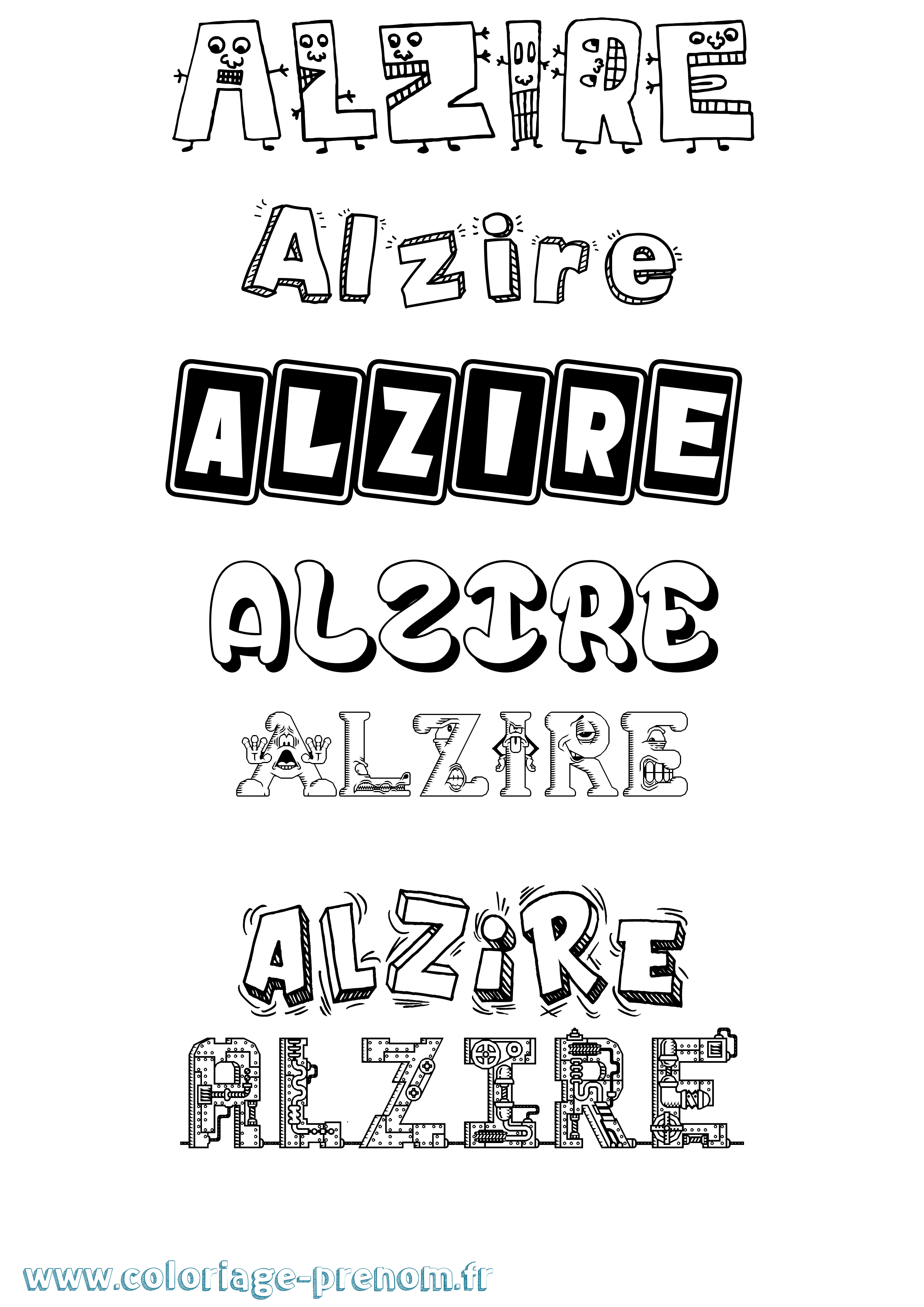 Coloriage prénom Alzire Fun