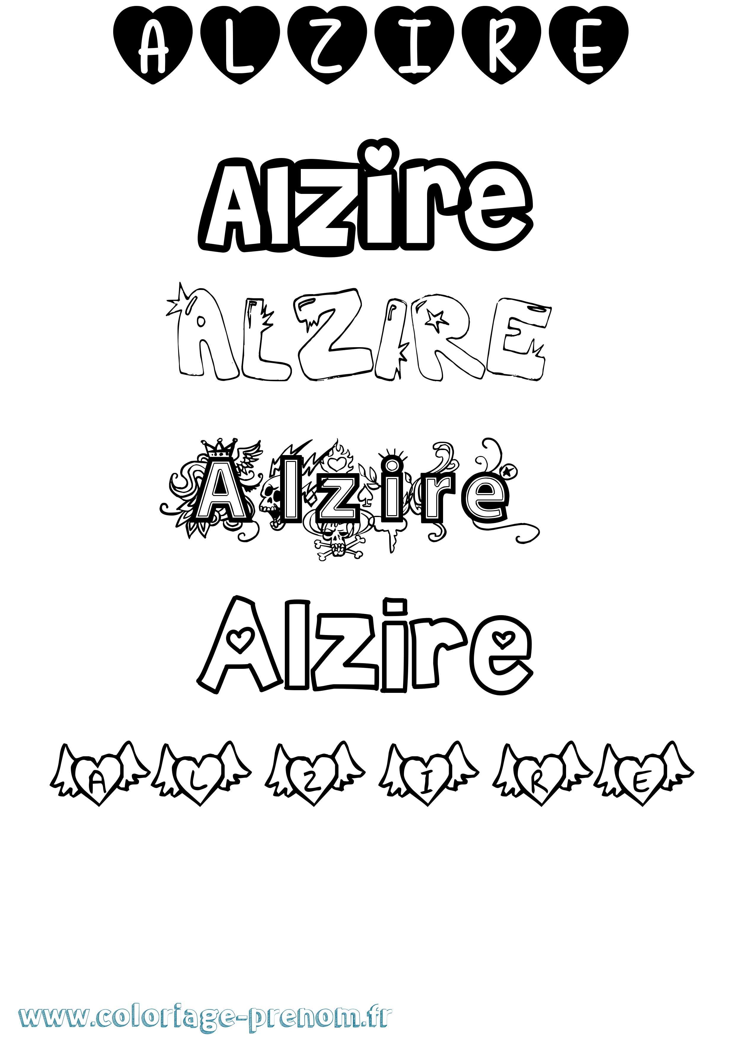 Coloriage prénom Alzire Girly