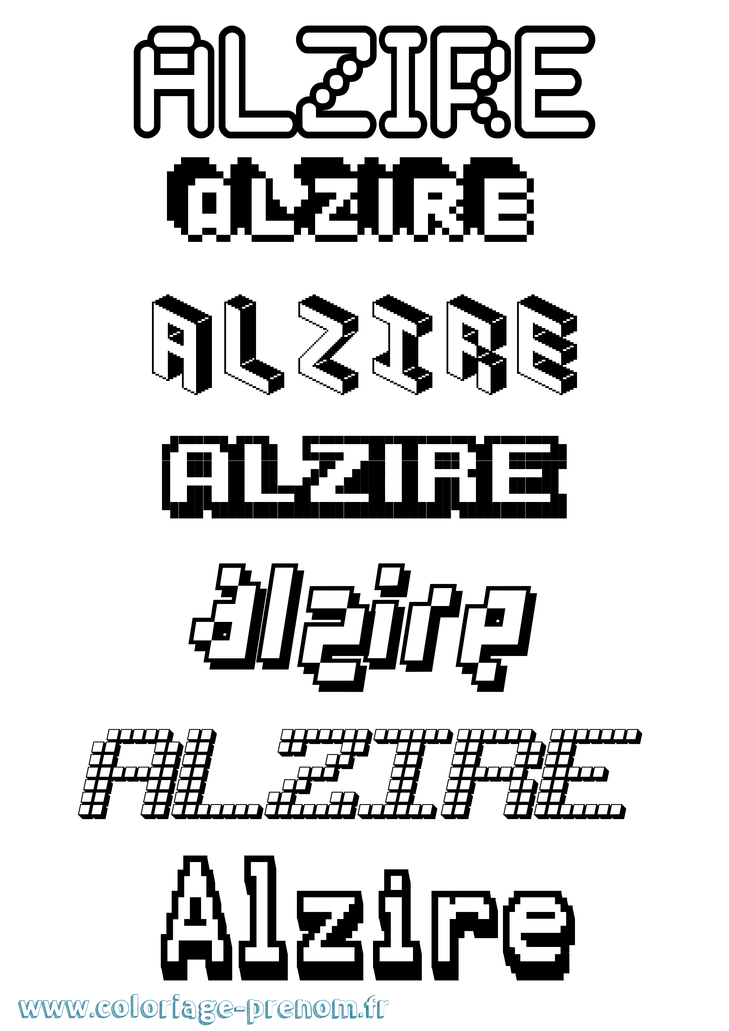 Coloriage prénom Alzire Pixel