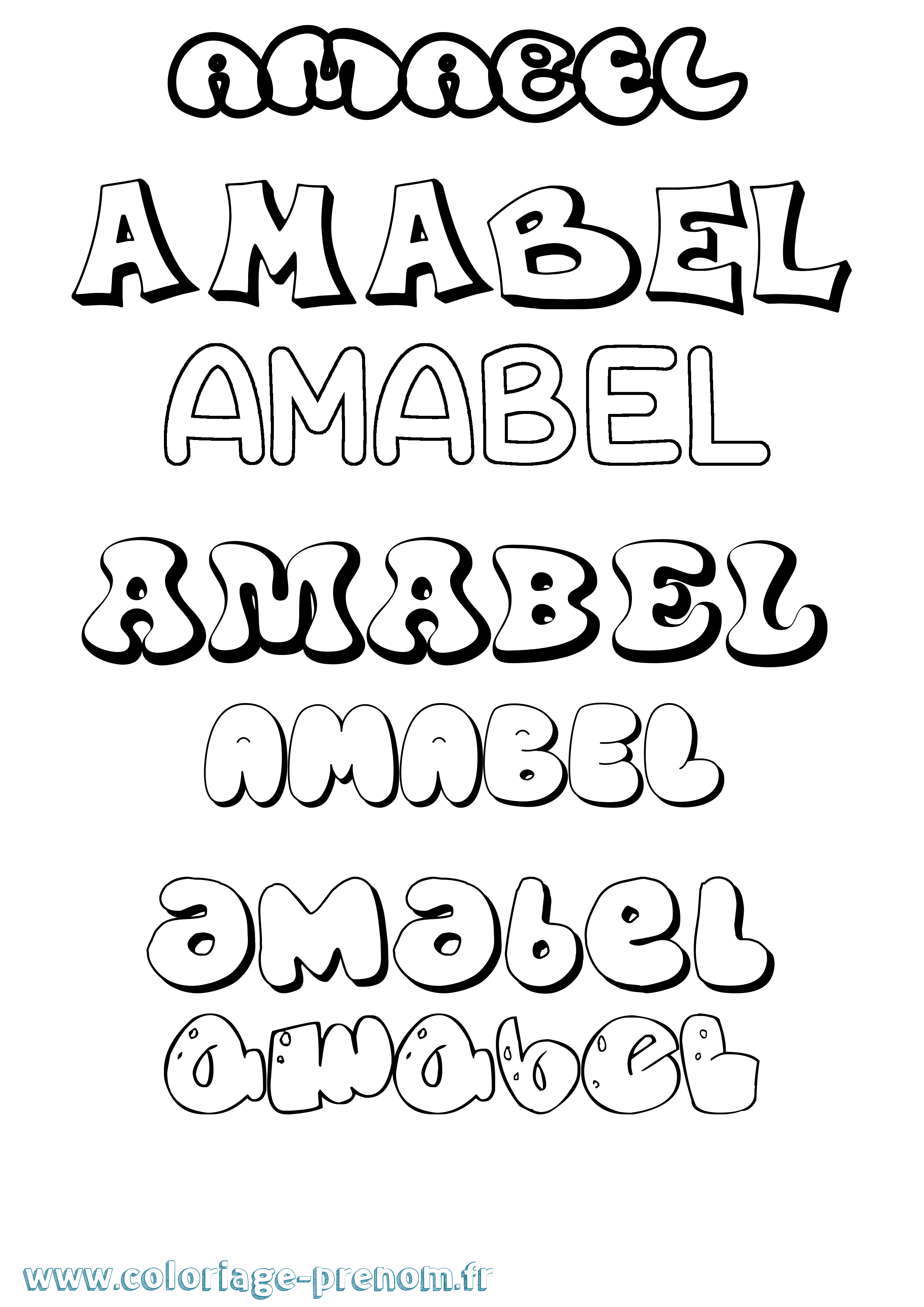 Coloriage prénom Amabel Bubble