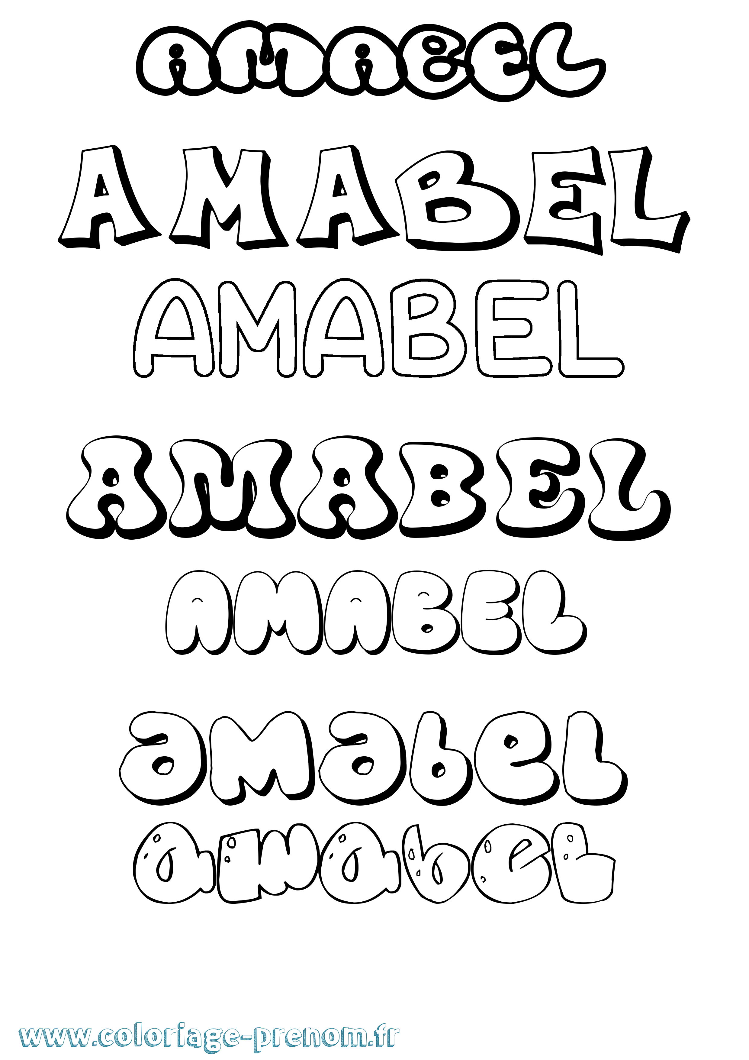 Coloriage Amabel Bubble Coloriage prénom Amabel Bubble