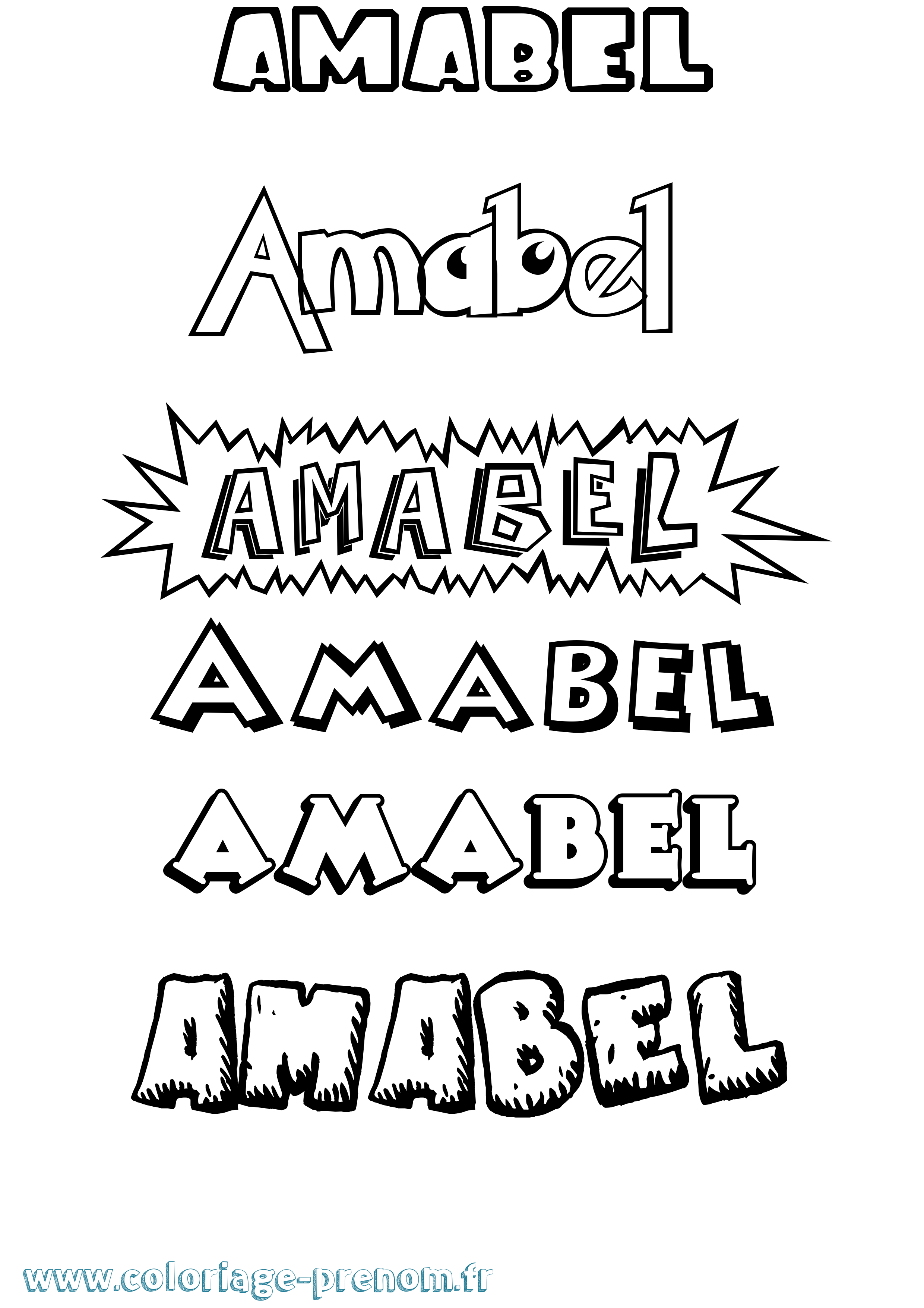 Coloriage prénom Amabel Dessin Animé