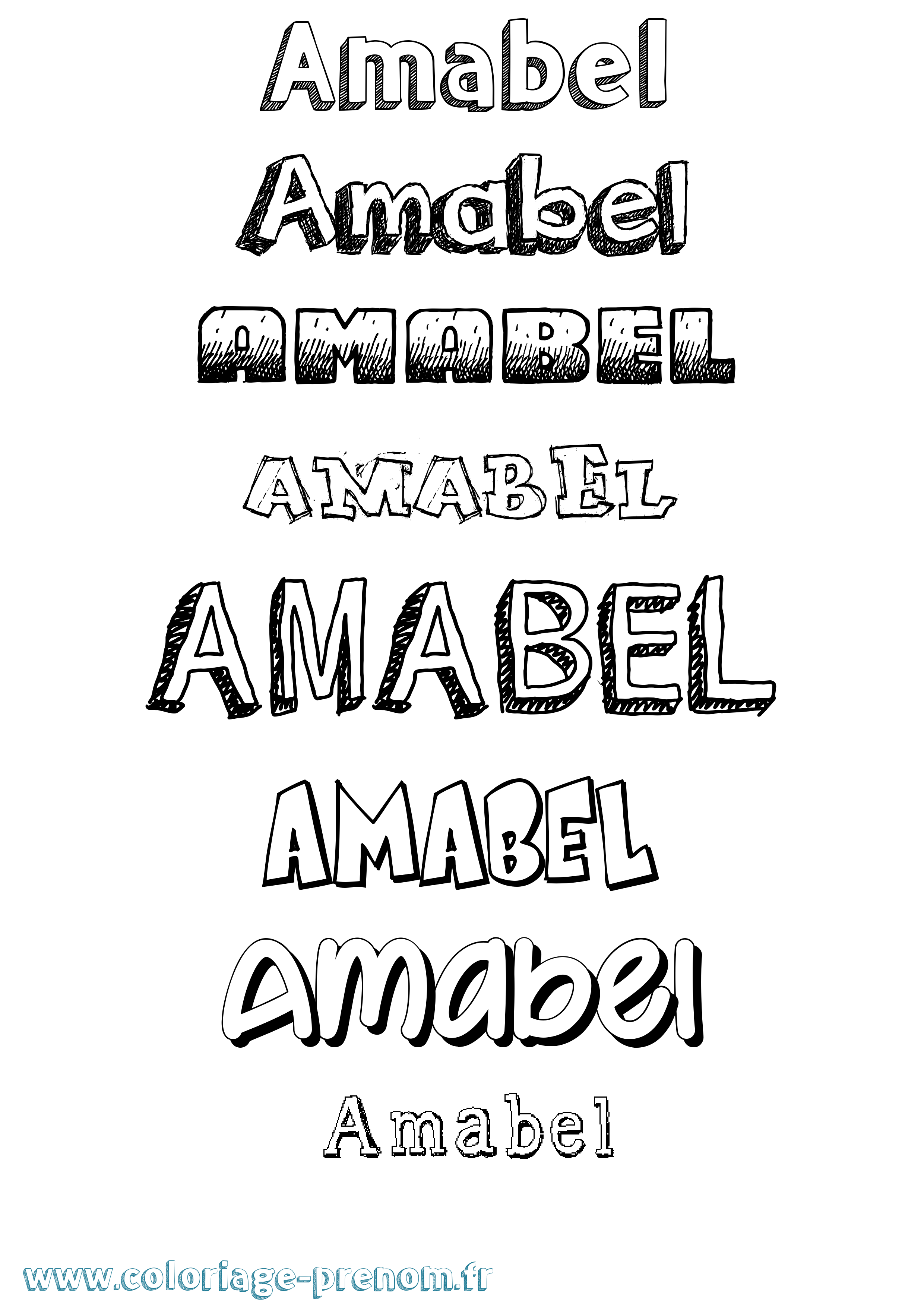 Coloriage prénom Amabel Dessiné