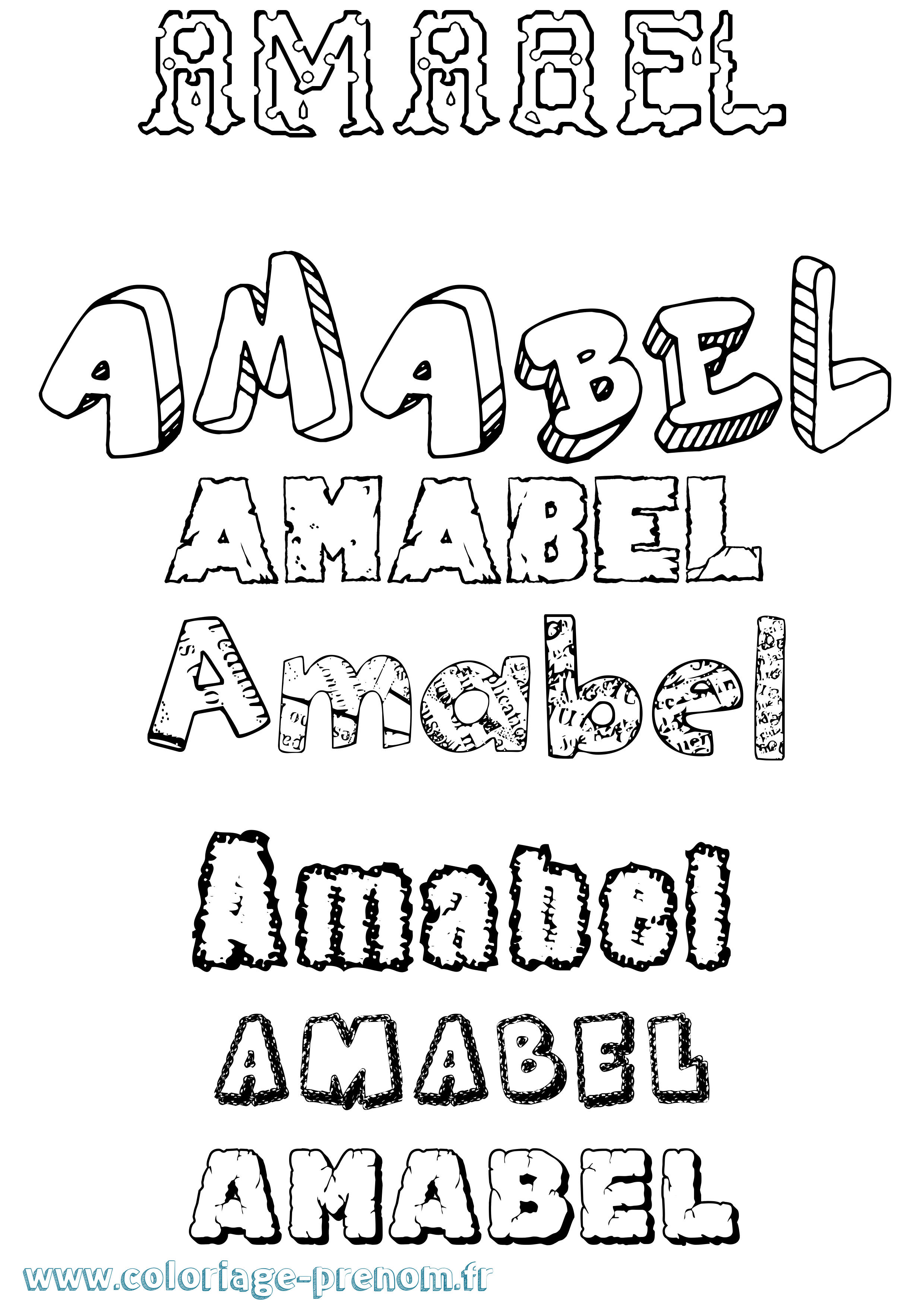 Coloriage Amabel Destructuré Coloriage prénom Amabel Destructuré
