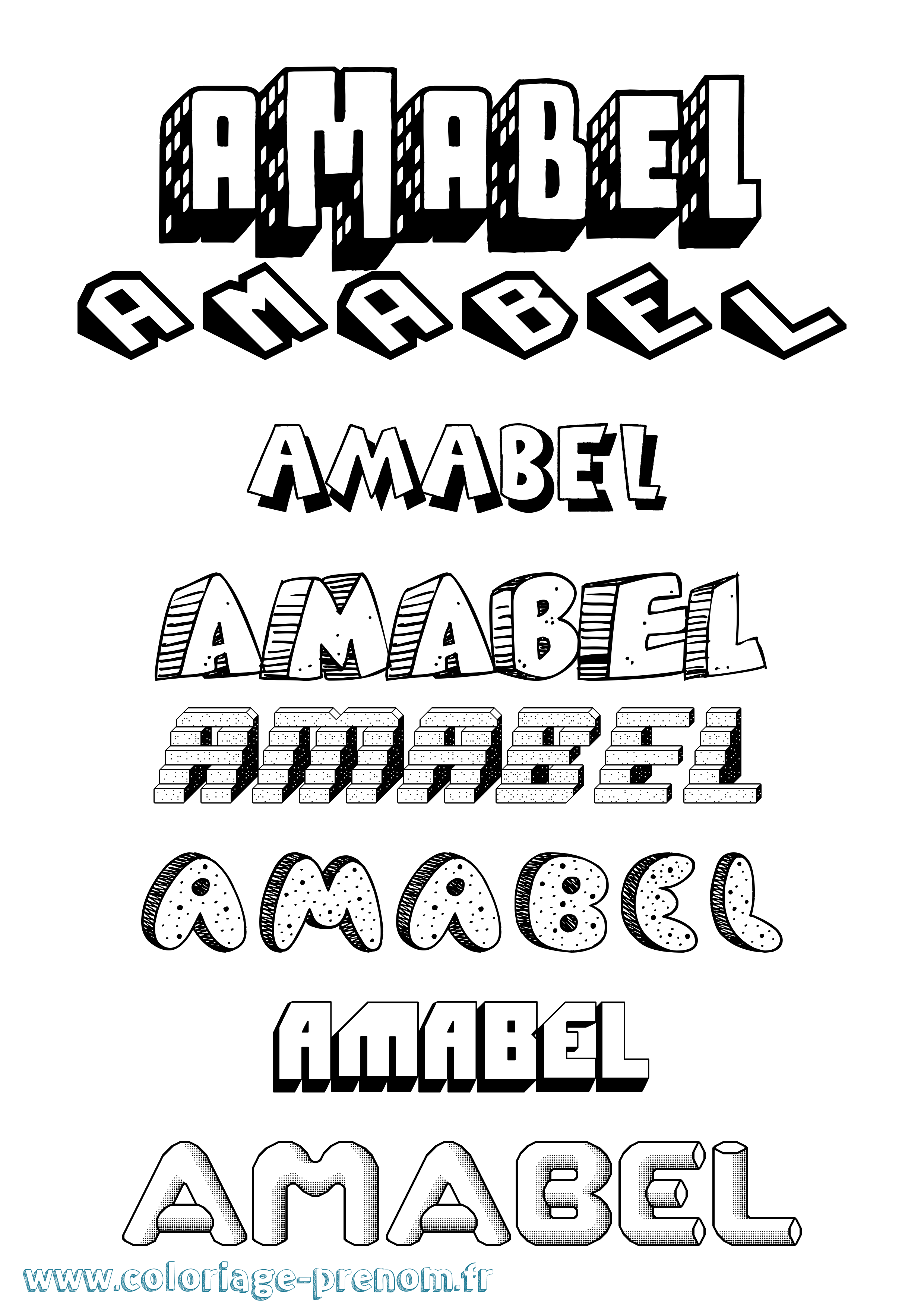 Coloriage Amabel Effet 3D Coloriage prénom Amabel Effet 3D