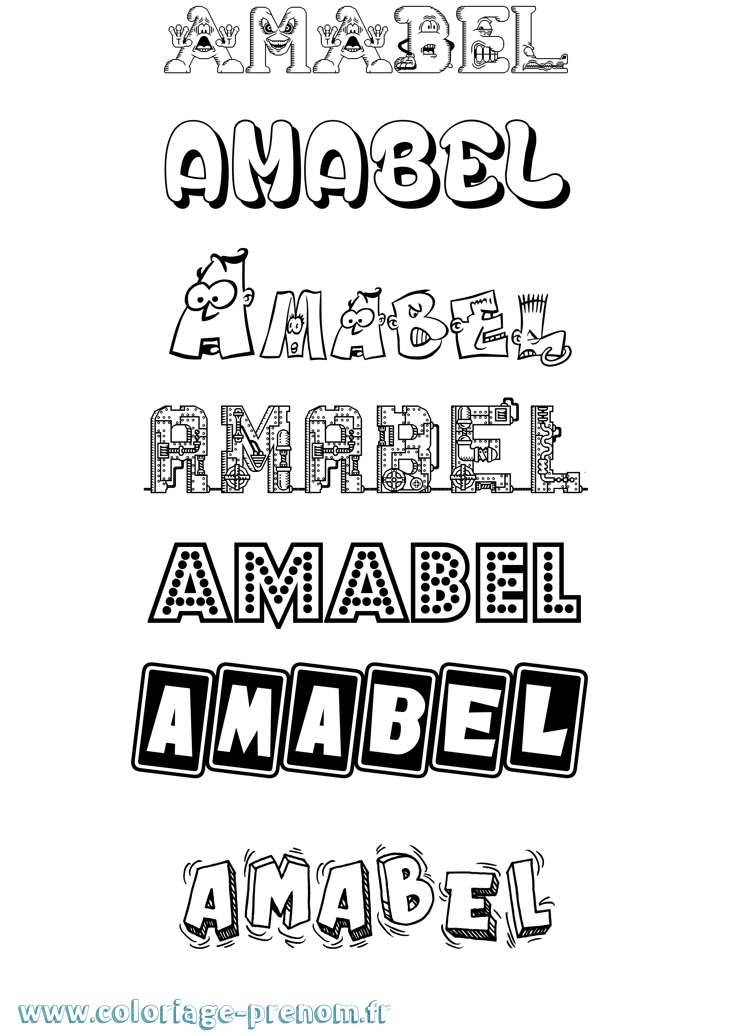 Coloriage prénom Amabel Fun