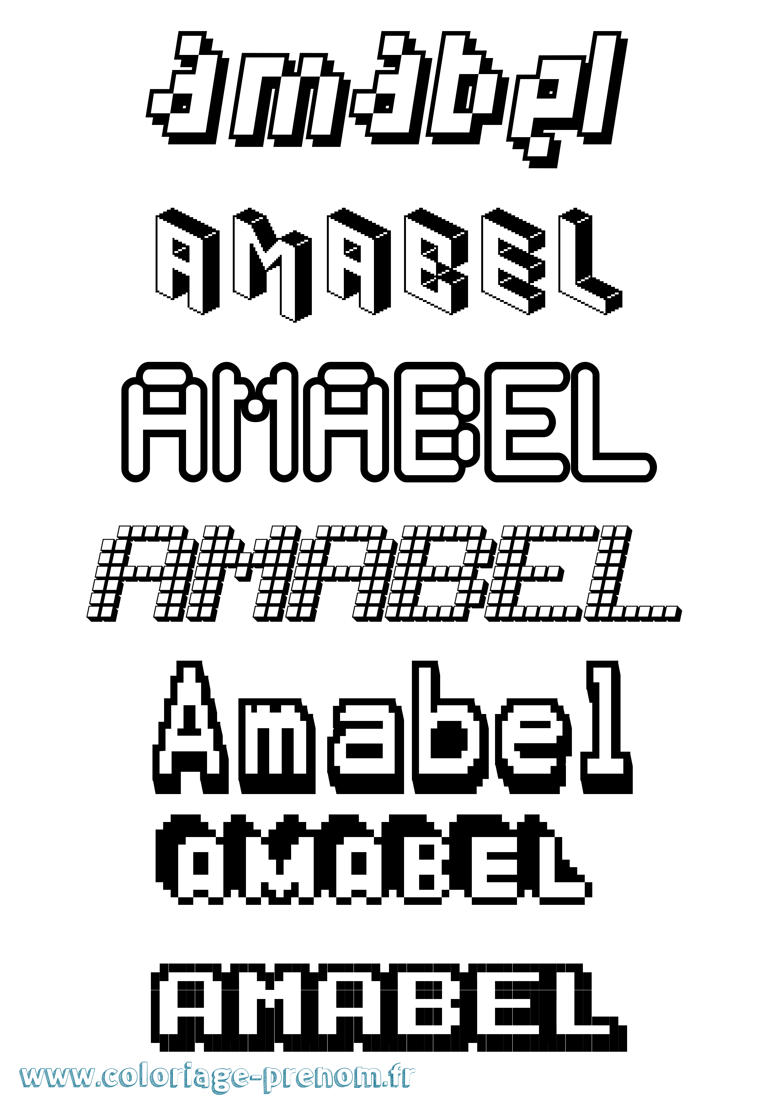 Coloriage prénom Amabel Pixel