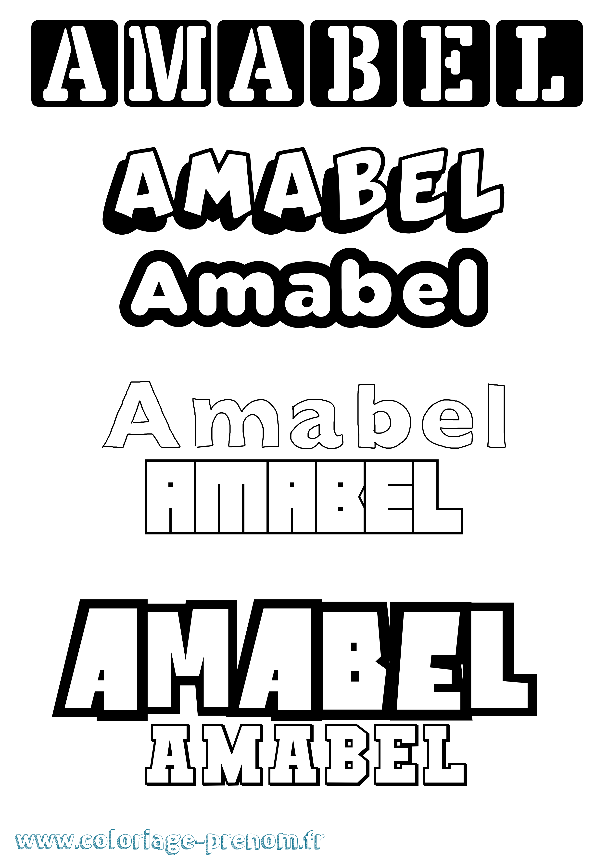 Coloriage prénom Amabel Simple