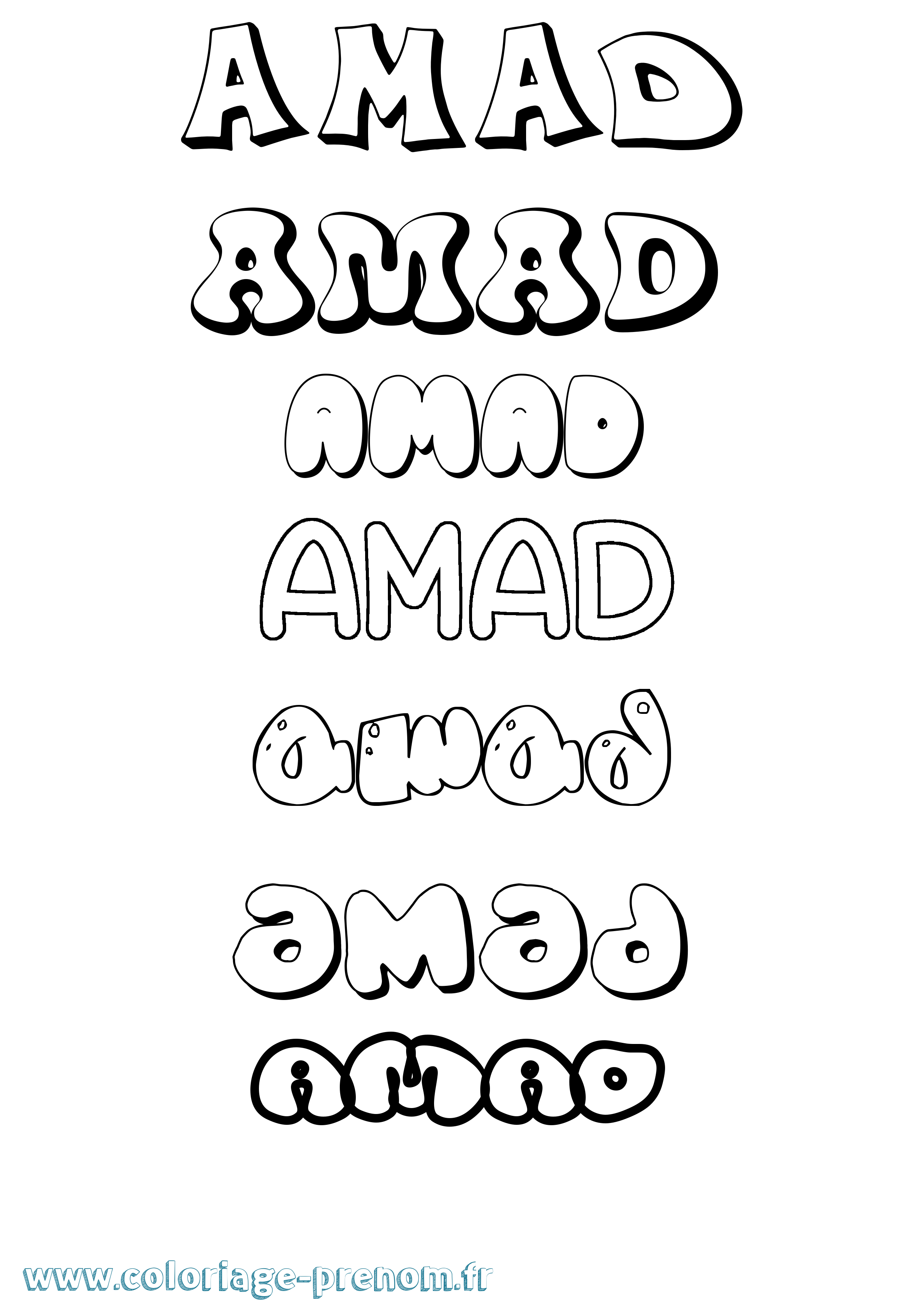 Coloriage Amad Bubble Coloriage prénom Amad Bubble