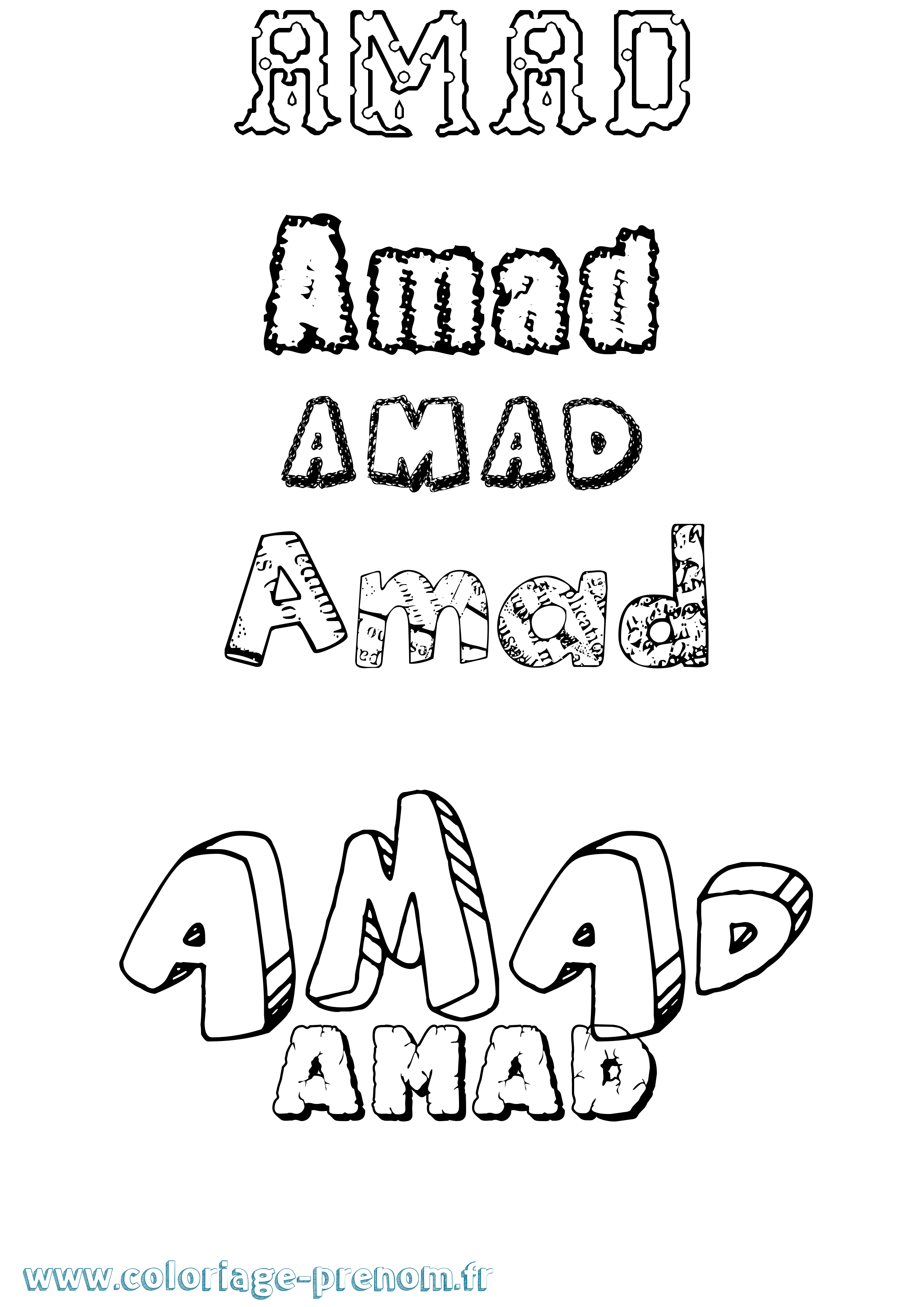Coloriage Amad Destructuré Coloriage prénom Amad Destructuré