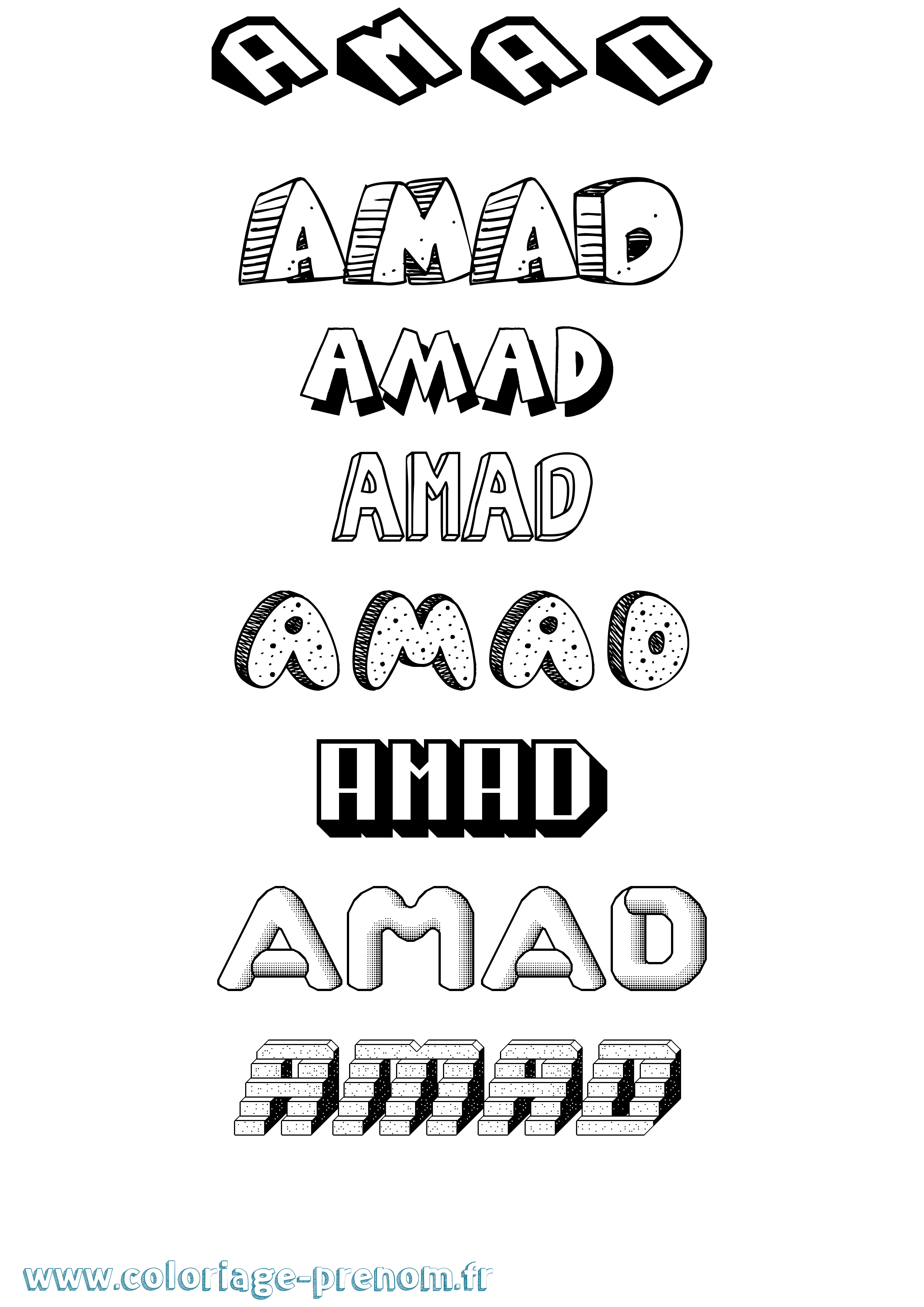 Coloriage Amad Effet 3D Coloriage prénom Amad Effet 3D